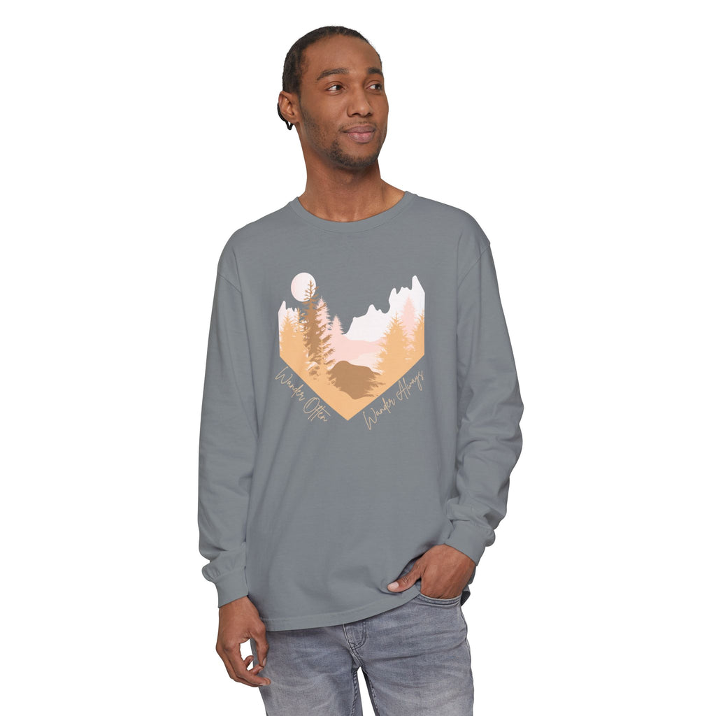 Wander Often Long Sleeve Shirt, Soft Nature Graphic Tee, Wild & Wander