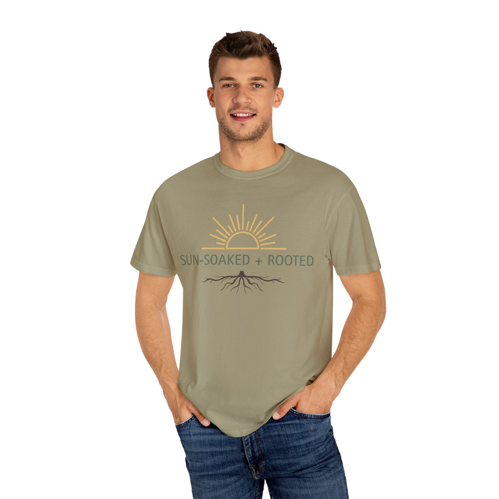 Wild & Wander Sun-Soaked + Rooted Tee - Comfort Colors Boho T-Shirt for Soft Summer Days