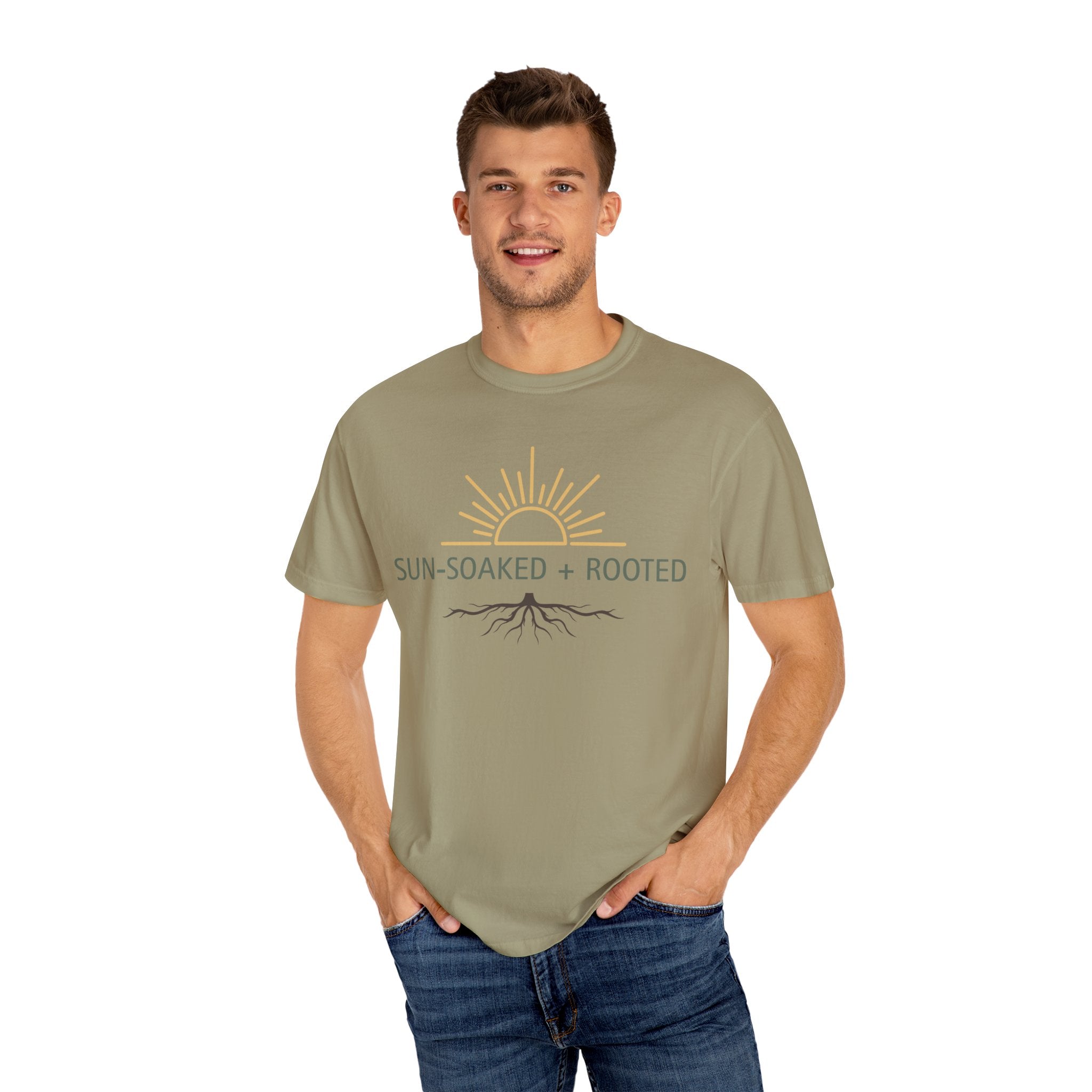 Wild & Wander Sun-Soaked + Rooted Tee - Comfort Colors Boho T-Shirt for Soft Summer Days