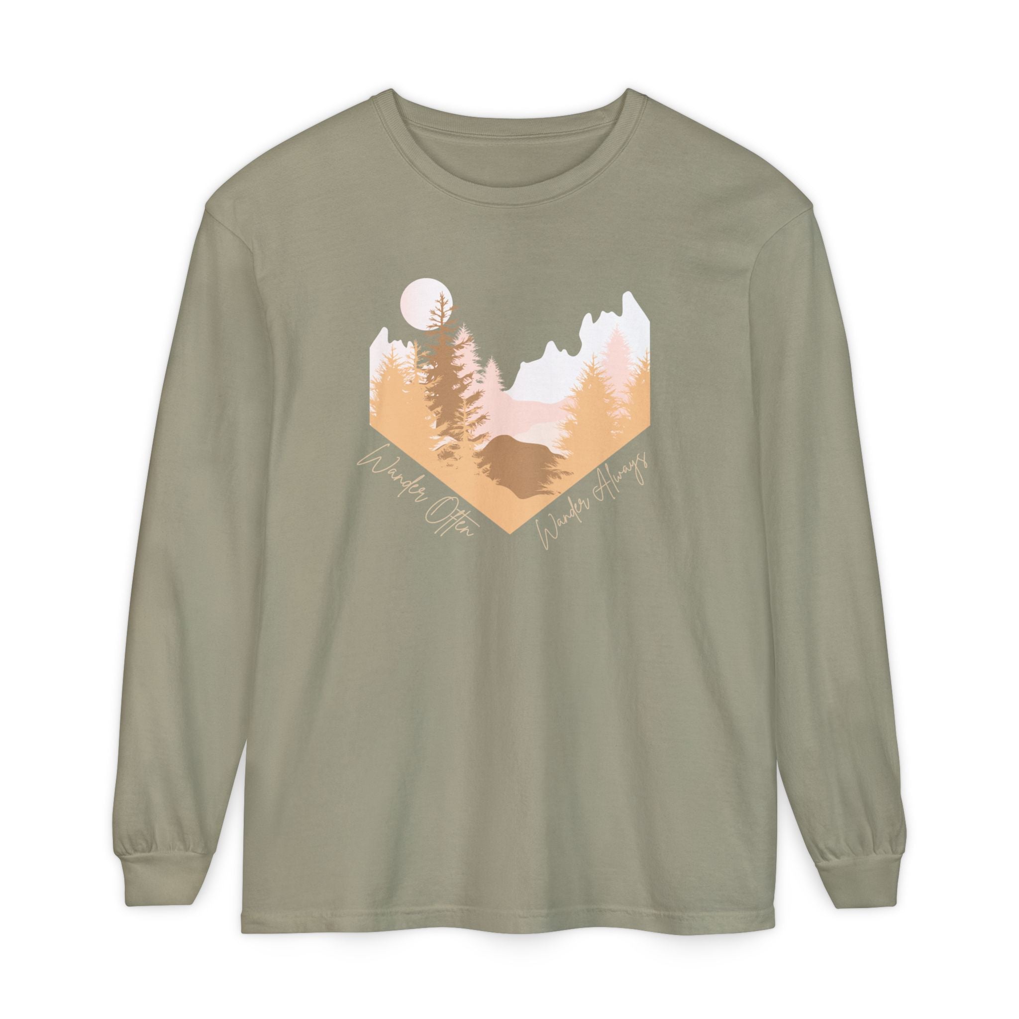 Wander Often Long Sleeve Shirt, Soft Nature Graphic Tee, Wild & Wander