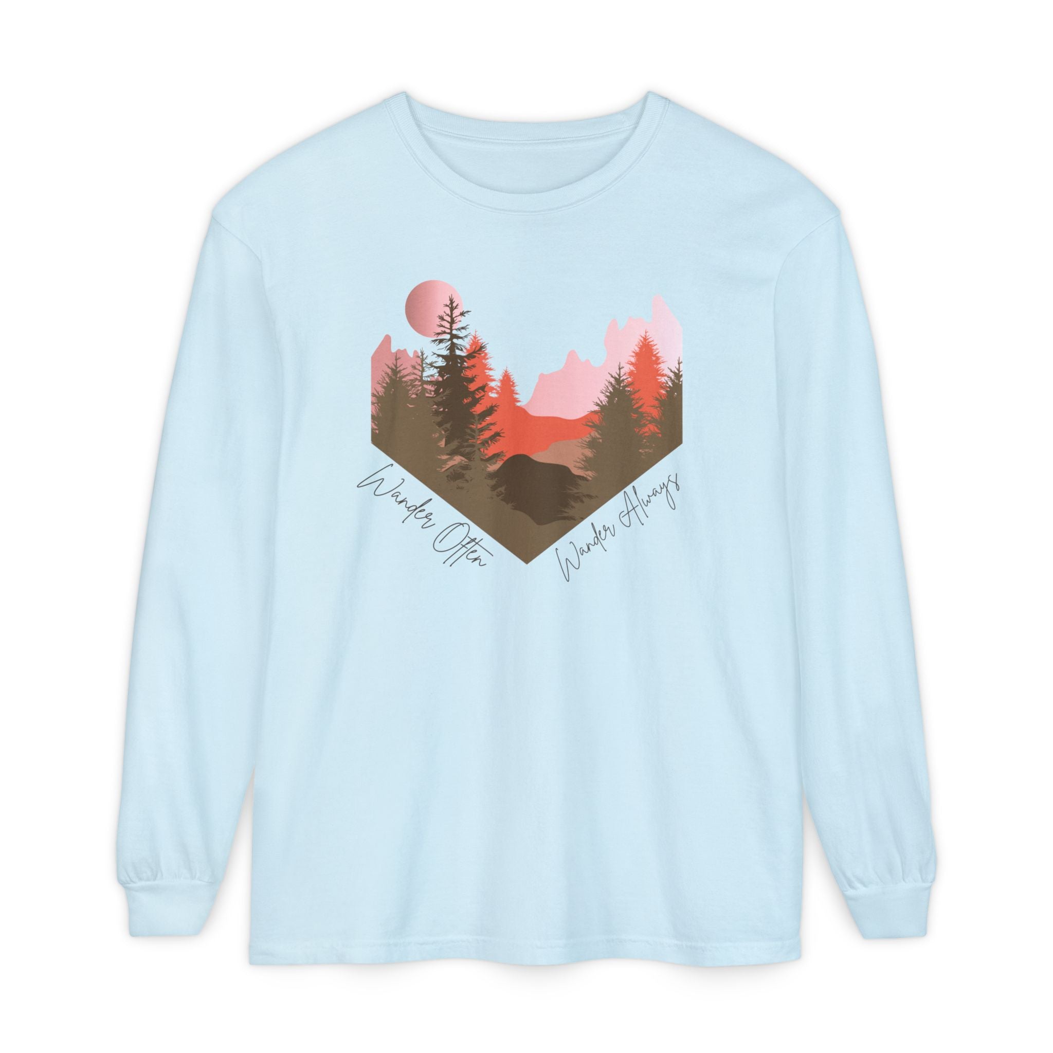 Wander Always Long Sleeve Shirt, Cozy Outdoor Graphic Tee, Wild & Wander