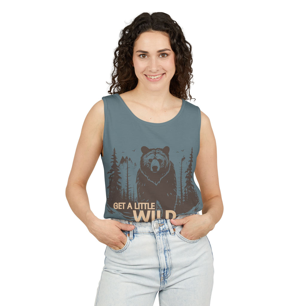 Get a Little Wild Bear Tank Top - Nature Graphic | Soft Garment-Dyed Unisex Fit