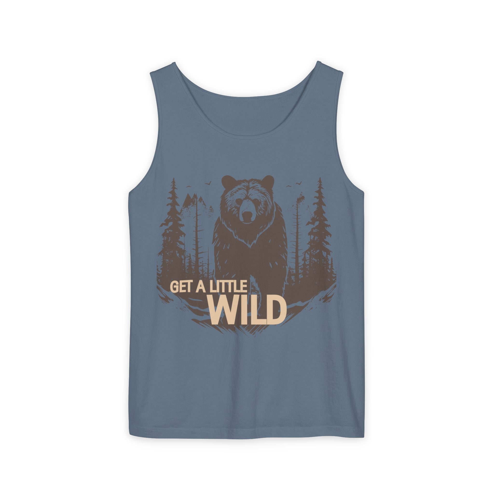 Get a Little Wild Bear Tank Top - Nature Graphic | Soft Garment-Dyed Unisex Fit