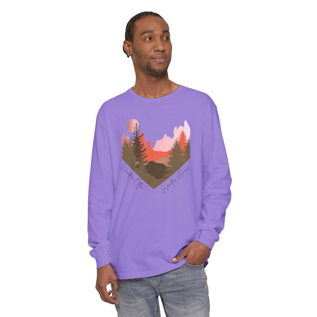 Wander Always Long Sleeve Shirt, Cozy Outdoor Graphic Tee, Wild & Wander