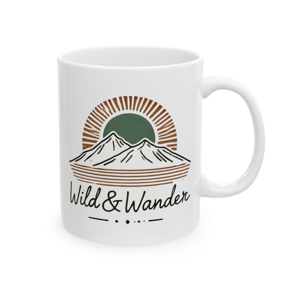 Wild & Wander Logo Mug - Mountain Sunrise Adventure Cup