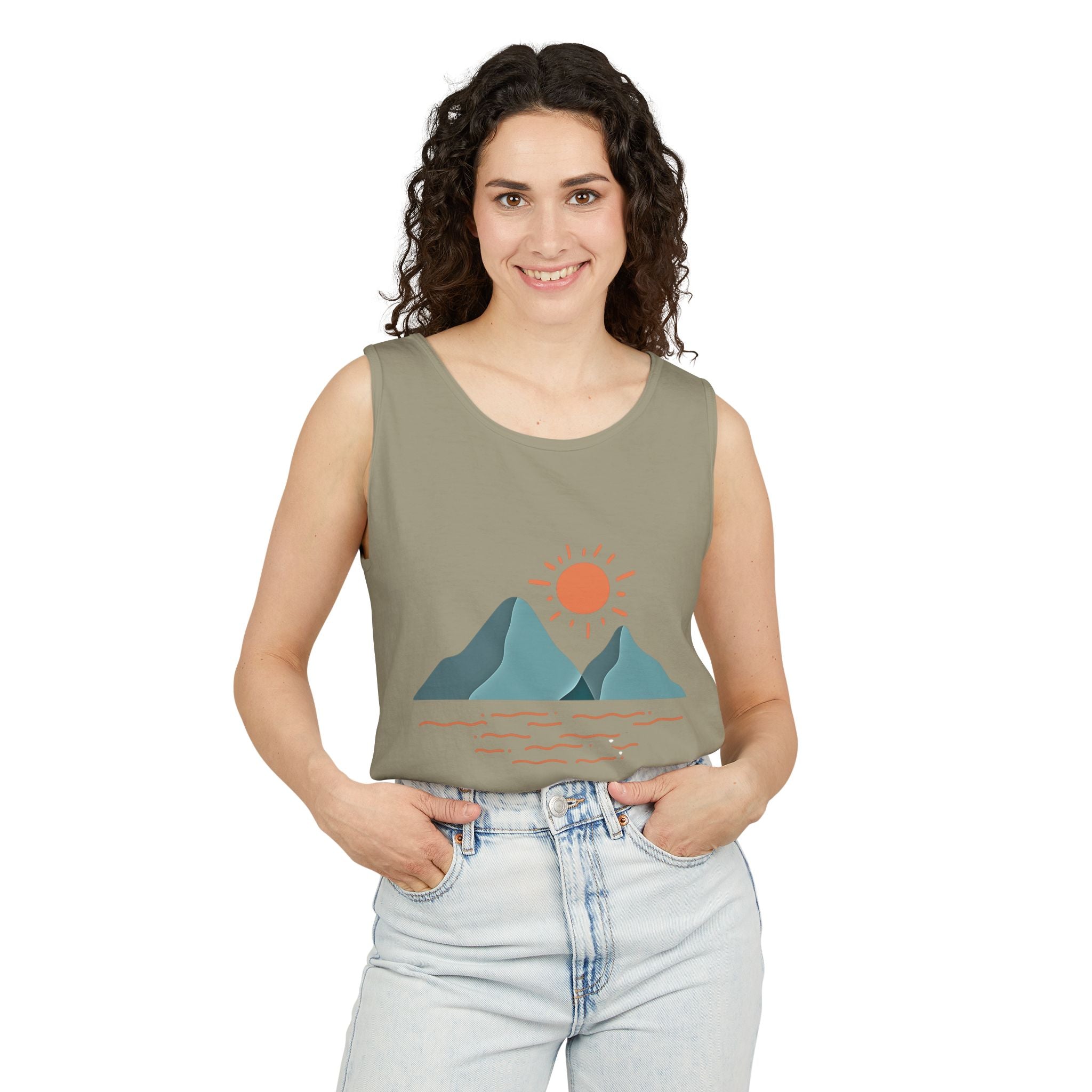 Mountain Sunrise Tank Top - Comfort Colors Garment-Dyed Unisex Muscle Tank | Soft Cotton Nature-Inspired Summer Shirt