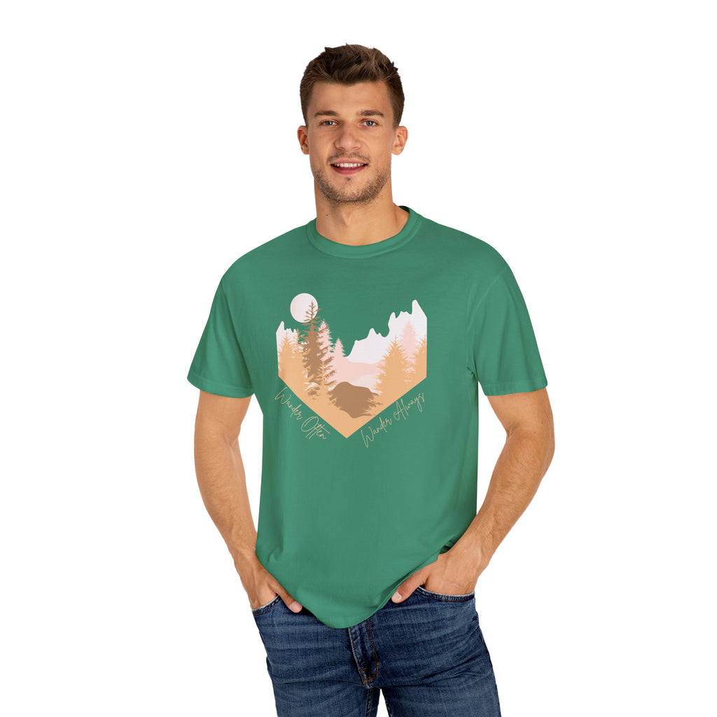 Wander Often Soft Sunrise T-Shirt | Wild & Wander Adventure Tee | Comfort Colors Garment-Dyed Shirt