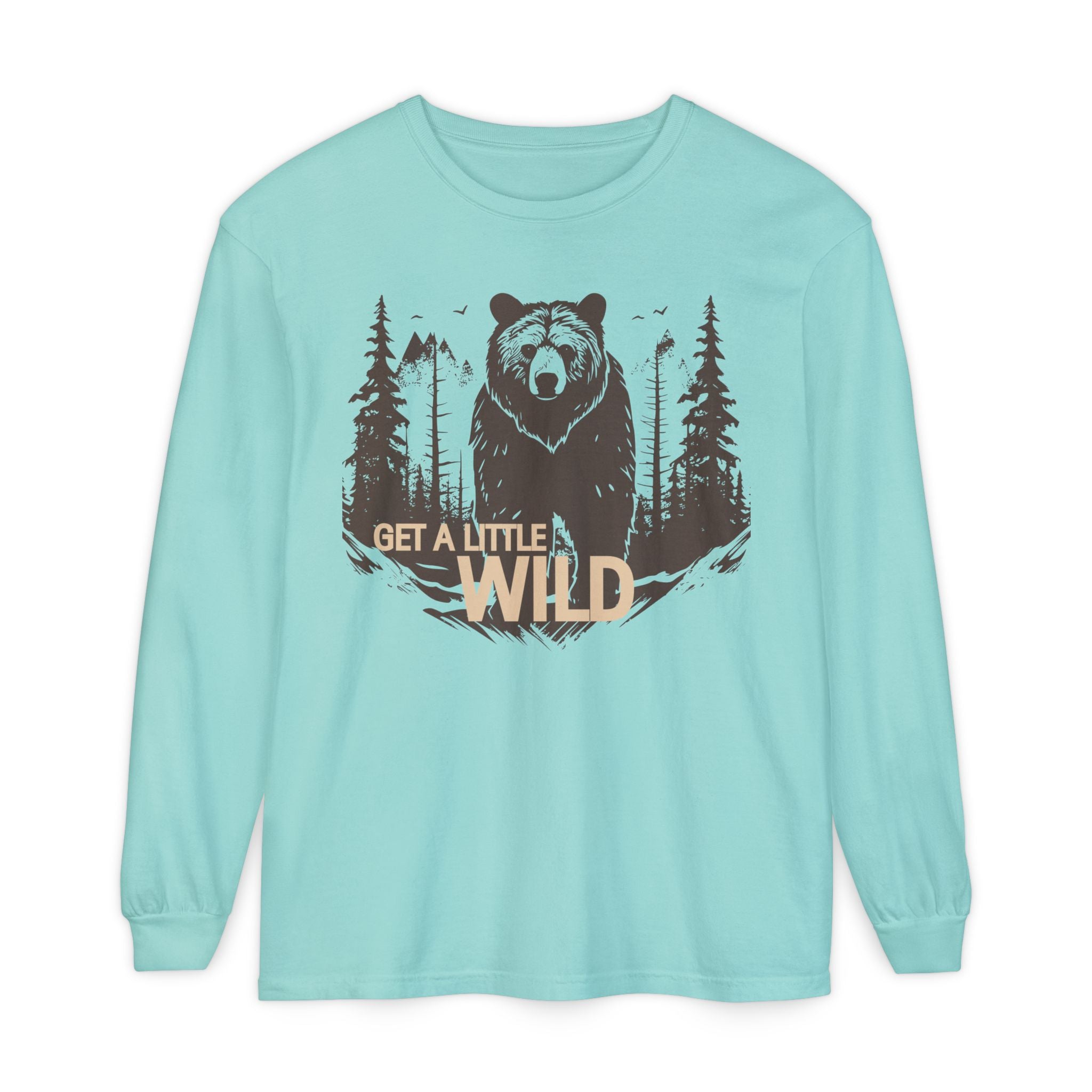 Get a Little Wild Bear Long Sleeve -Nature Graphic Tee | Soft Cotton Adventure Layer