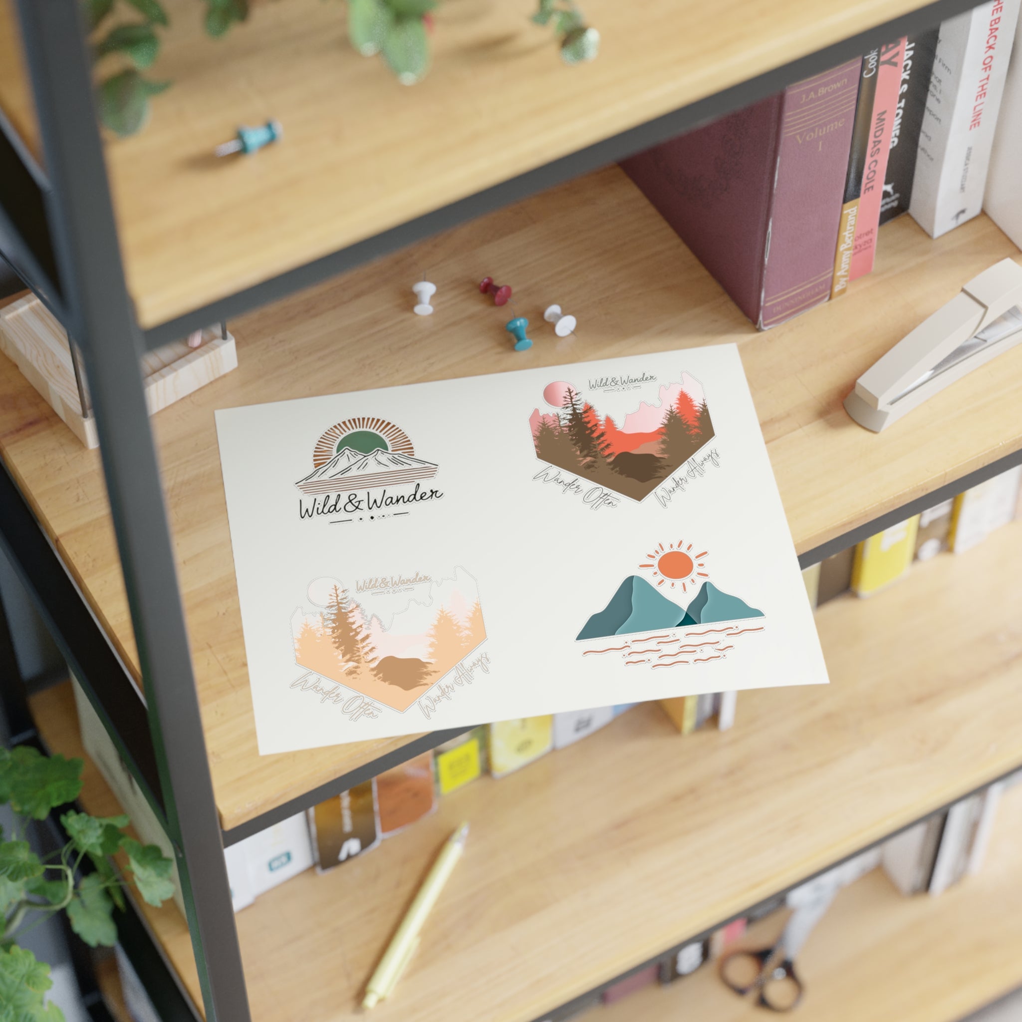 Sunrise Adventure Sticker Sheet - Wild & Wander Nature-Inspired Vinyl Stickers for Laptops, Journals + More