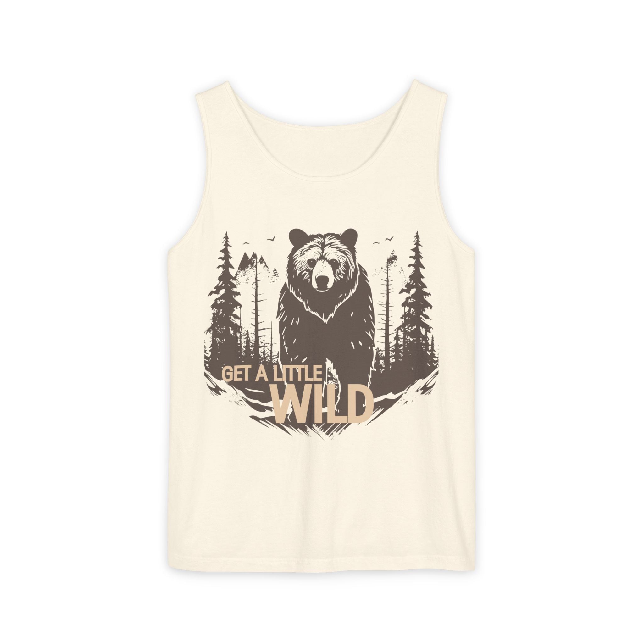 Get a Little Wild Bear Tank Top - Nature Graphic | Soft Garment-Dyed Unisex Fit