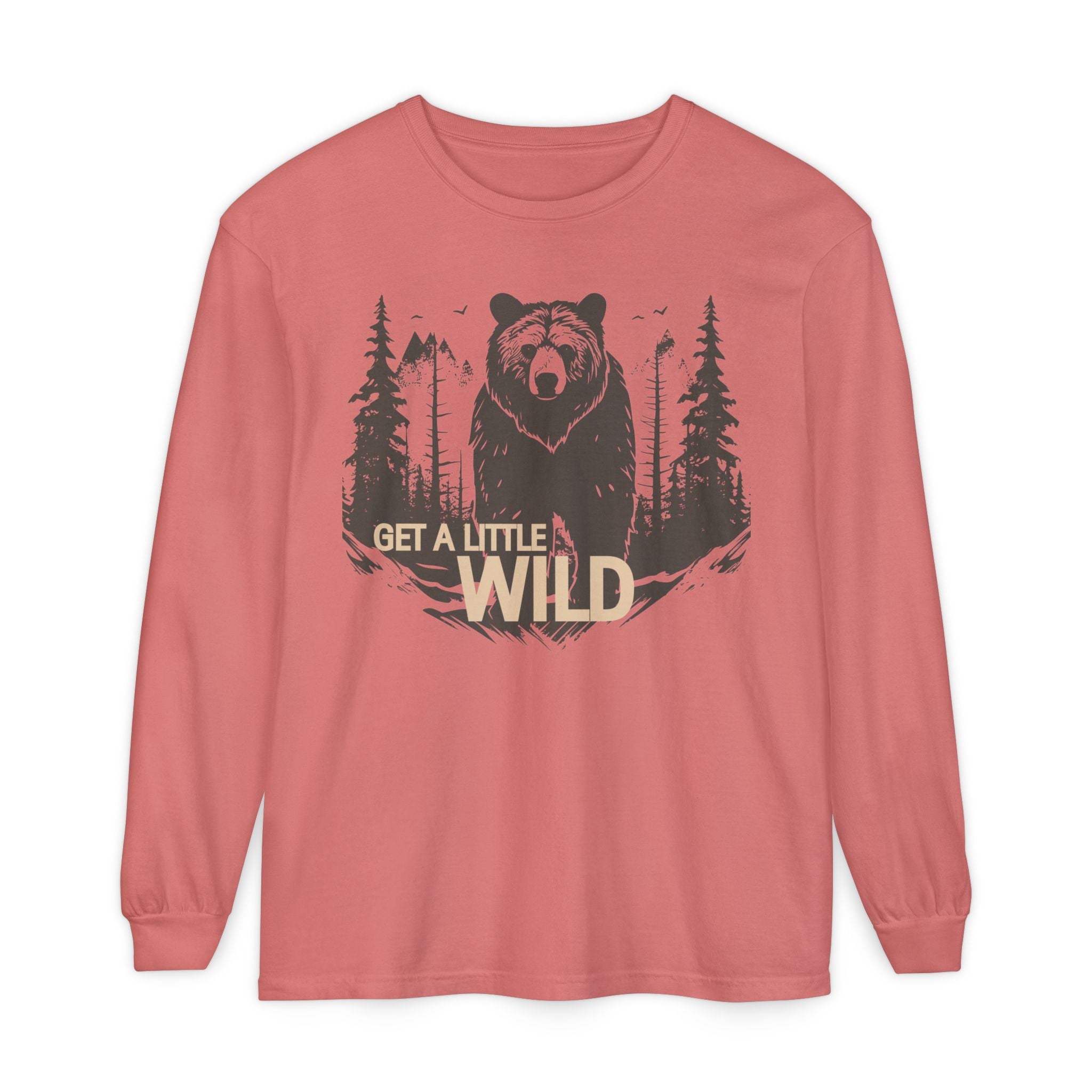 Get a Little Wild Bear Long Sleeve -Nature Graphic Tee | Soft Cotton Adventure Layer