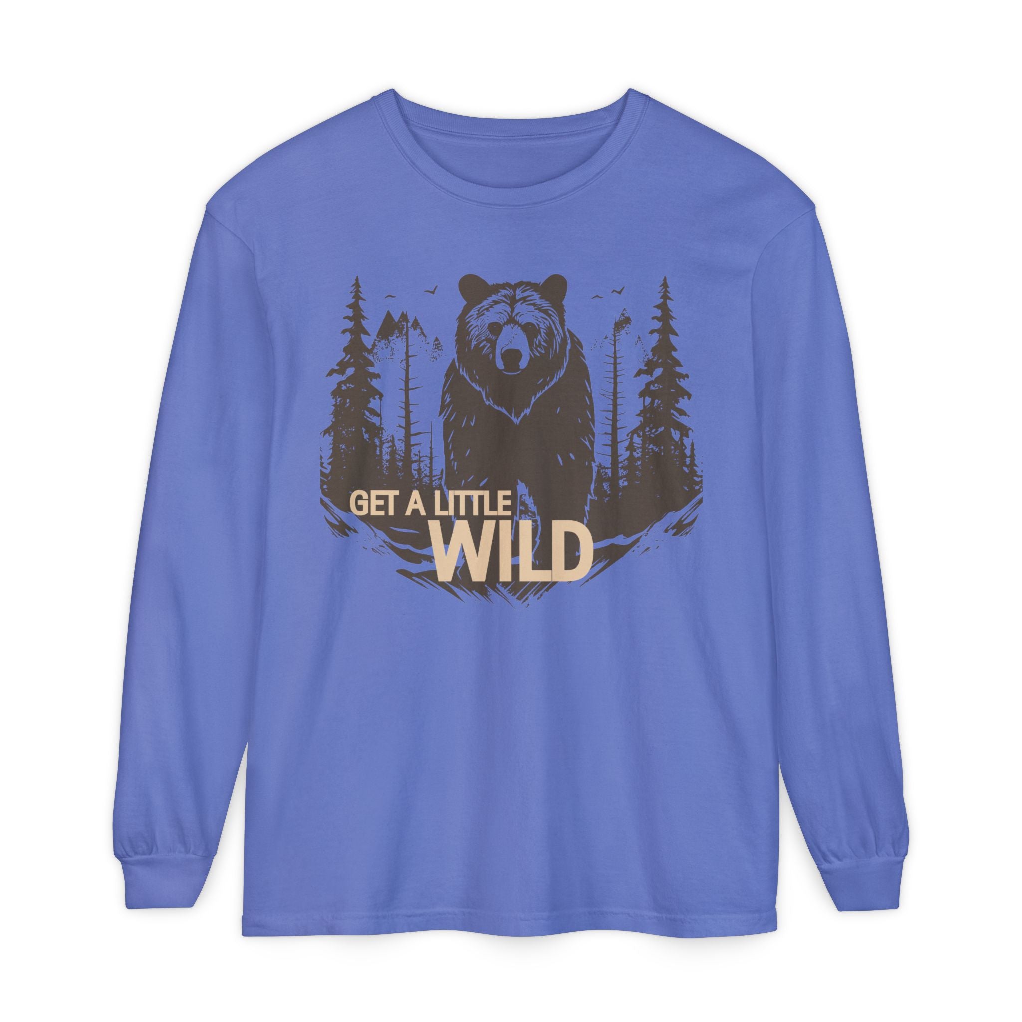 Get a Little Wild Bear Long Sleeve -Nature Graphic Tee | Soft Cotton Adventure Layer