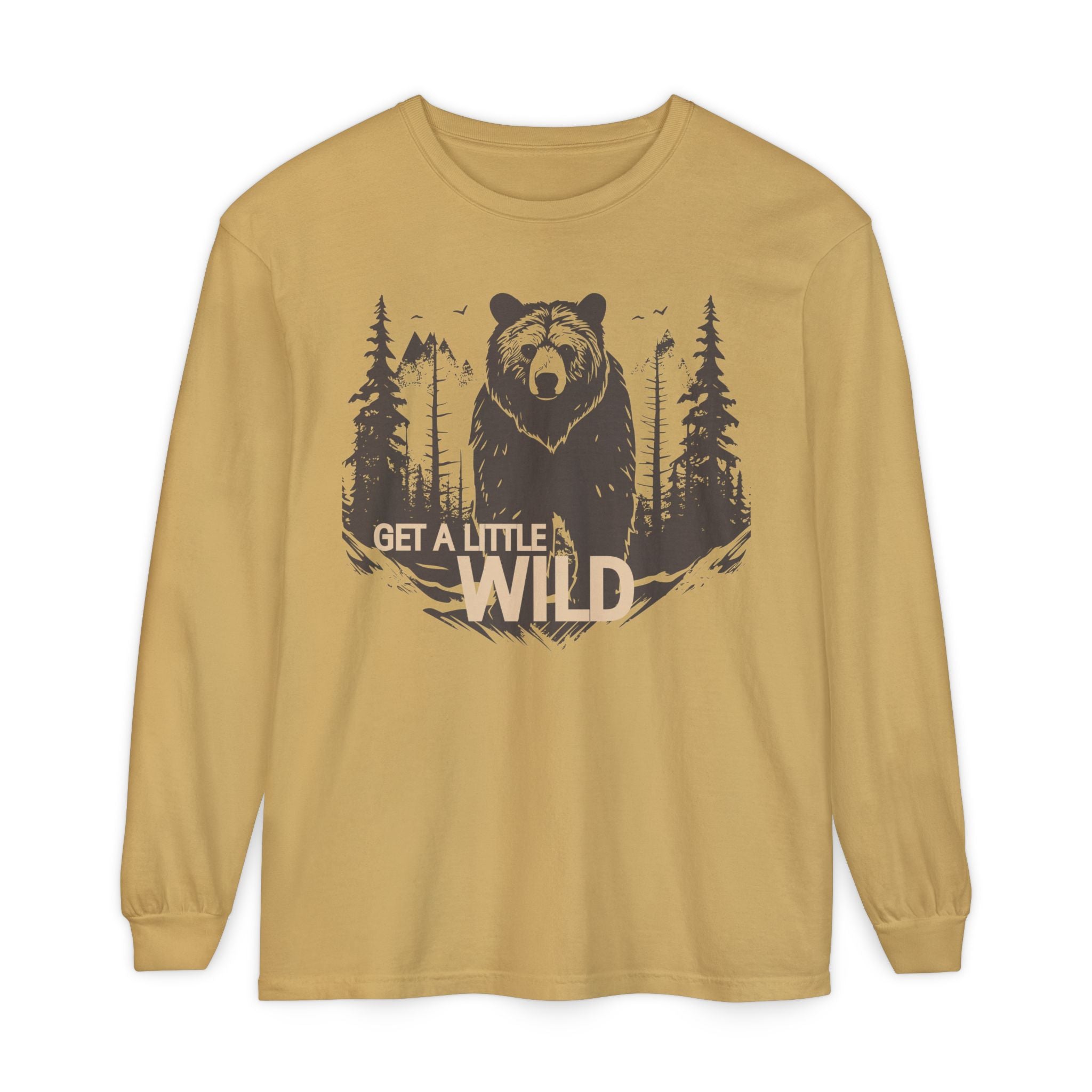Get a Little Wild Bear Long Sleeve -Nature Graphic Tee | Soft Cotton Adventure Layer