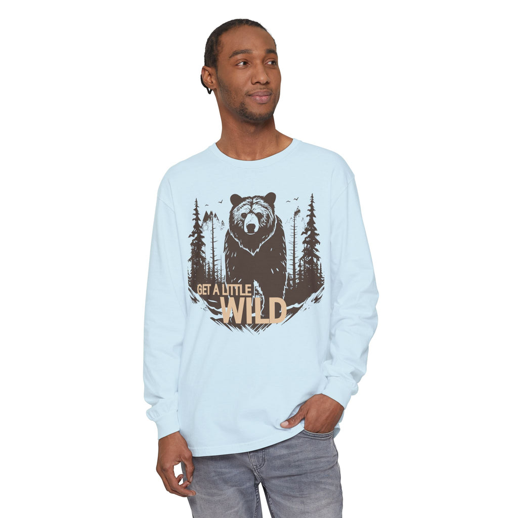 Get a Little Wild Bear Long Sleeve -Nature Graphic Tee | Soft Cotton Adventure Layer