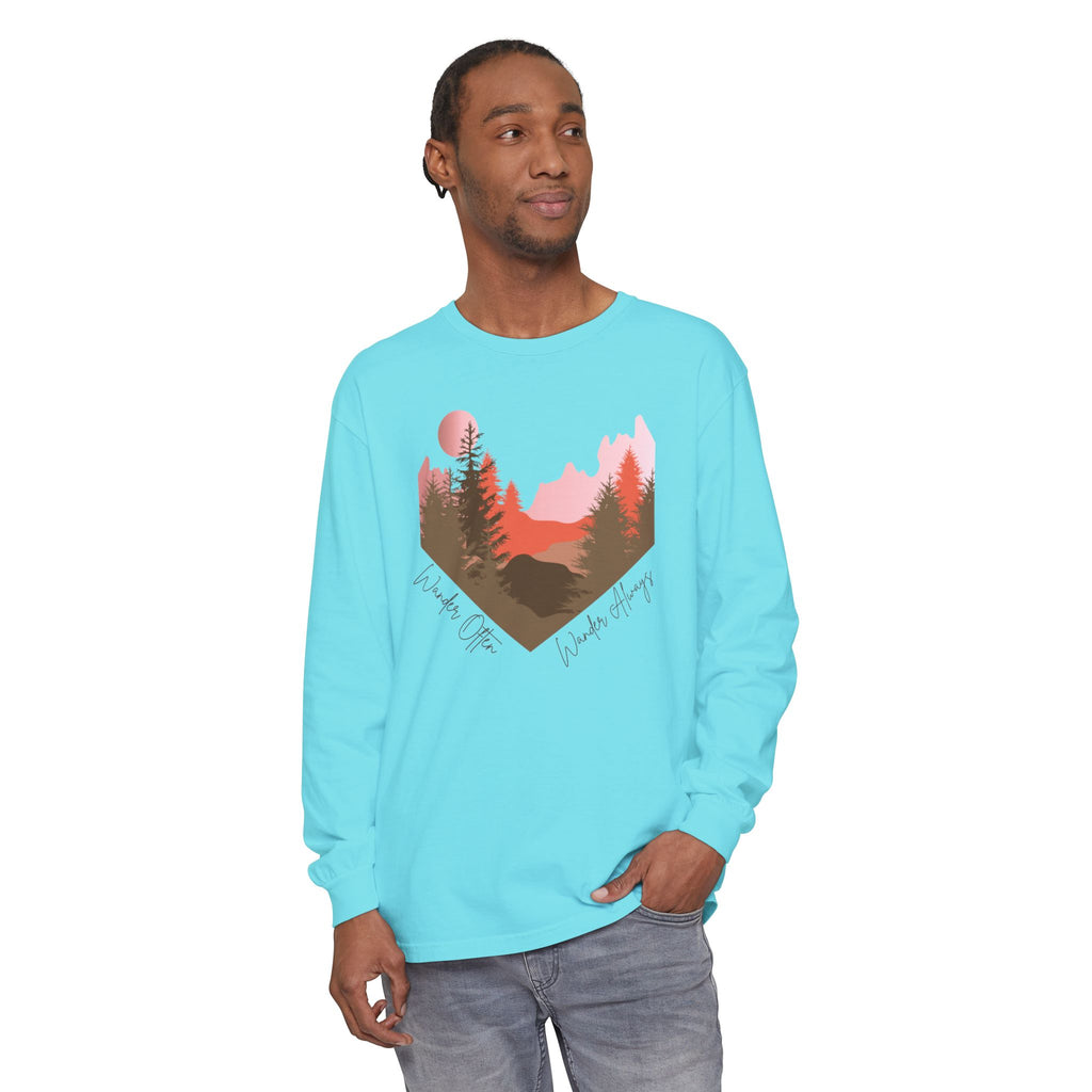Wander Always Long Sleeve Shirt, Cozy Outdoor Graphic Tee, Wild & Wander