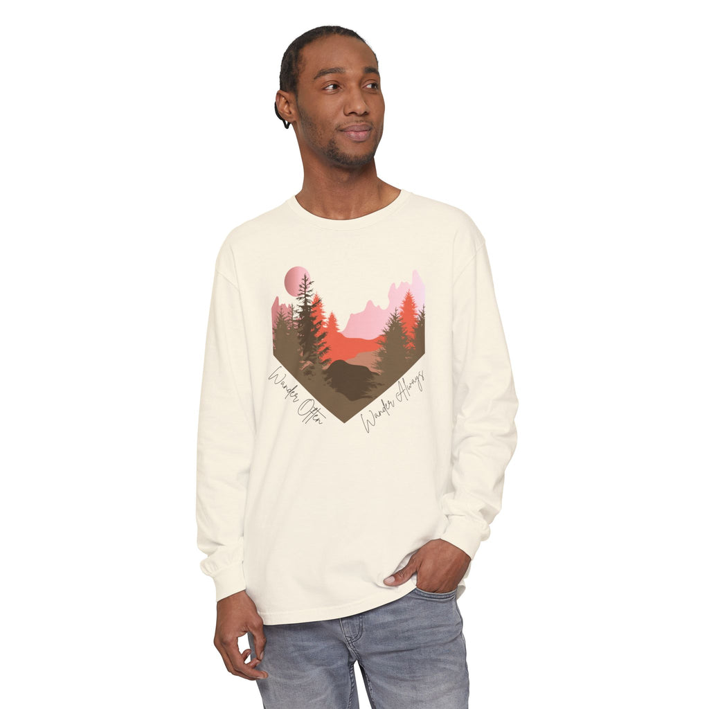 Wander Always Long Sleeve Shirt, Cozy Outdoor Graphic Tee, Wild & Wander