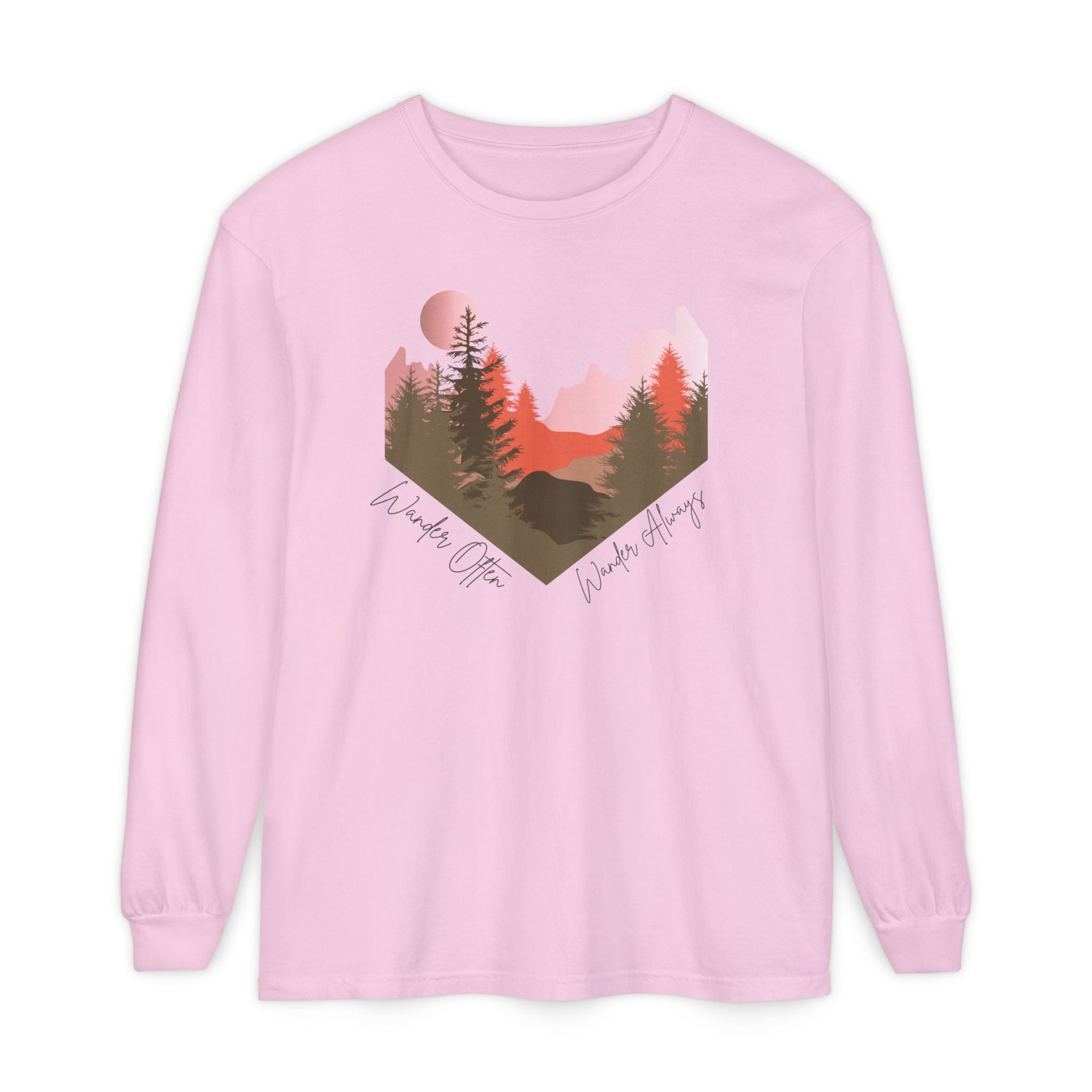 Wander Always Long Sleeve Shirt, Cozy Outdoor Graphic Tee, Wild & Wander