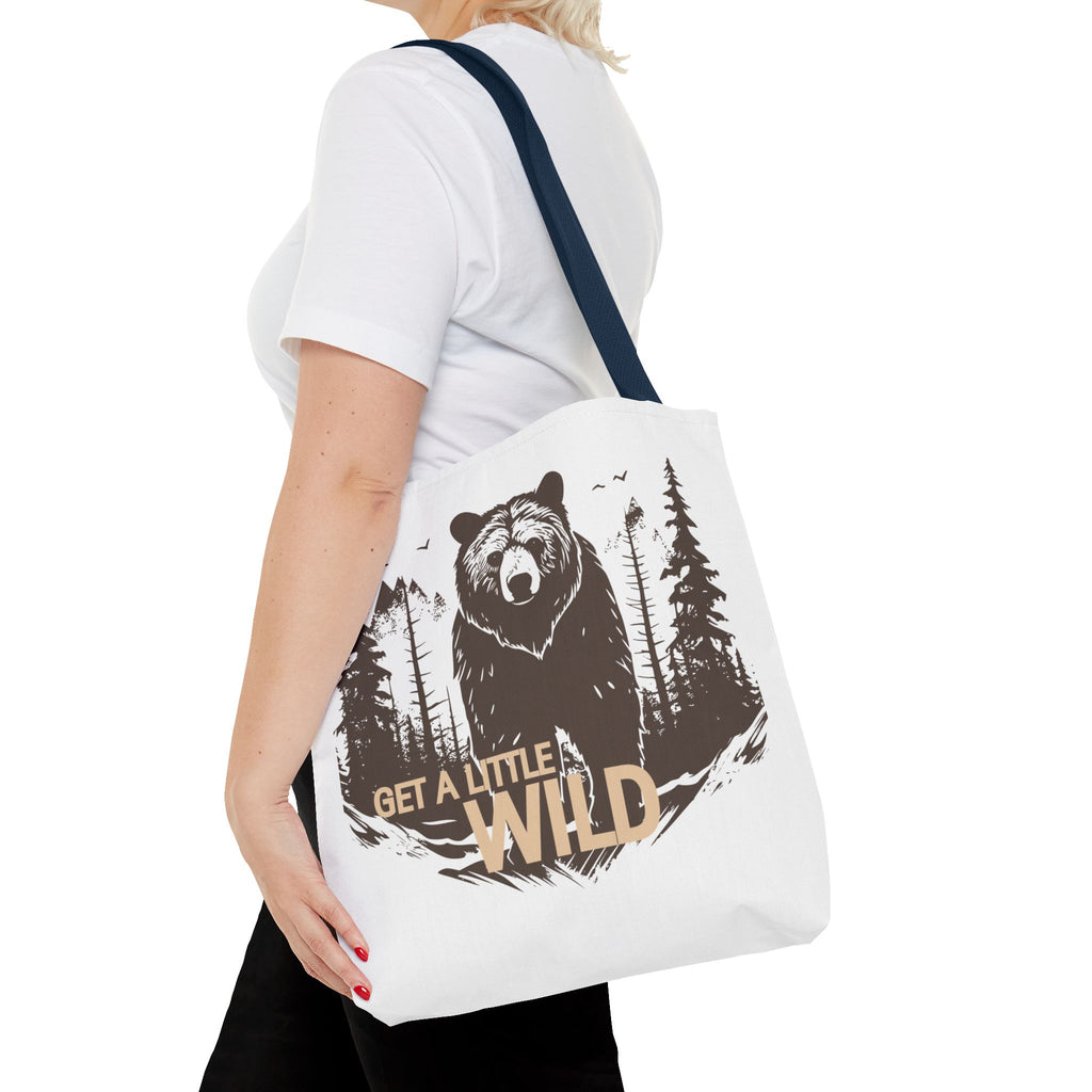 Get a Little Wild Tote Bag - Bear Forest Design | Durable Cotton Handle Market Bag