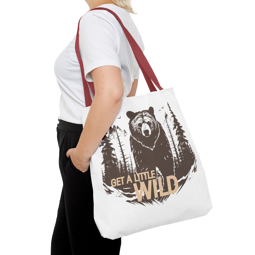 Get a Little Wild Tote Bag - Bear Forest Design | Durable Cotton Handle Market Bag