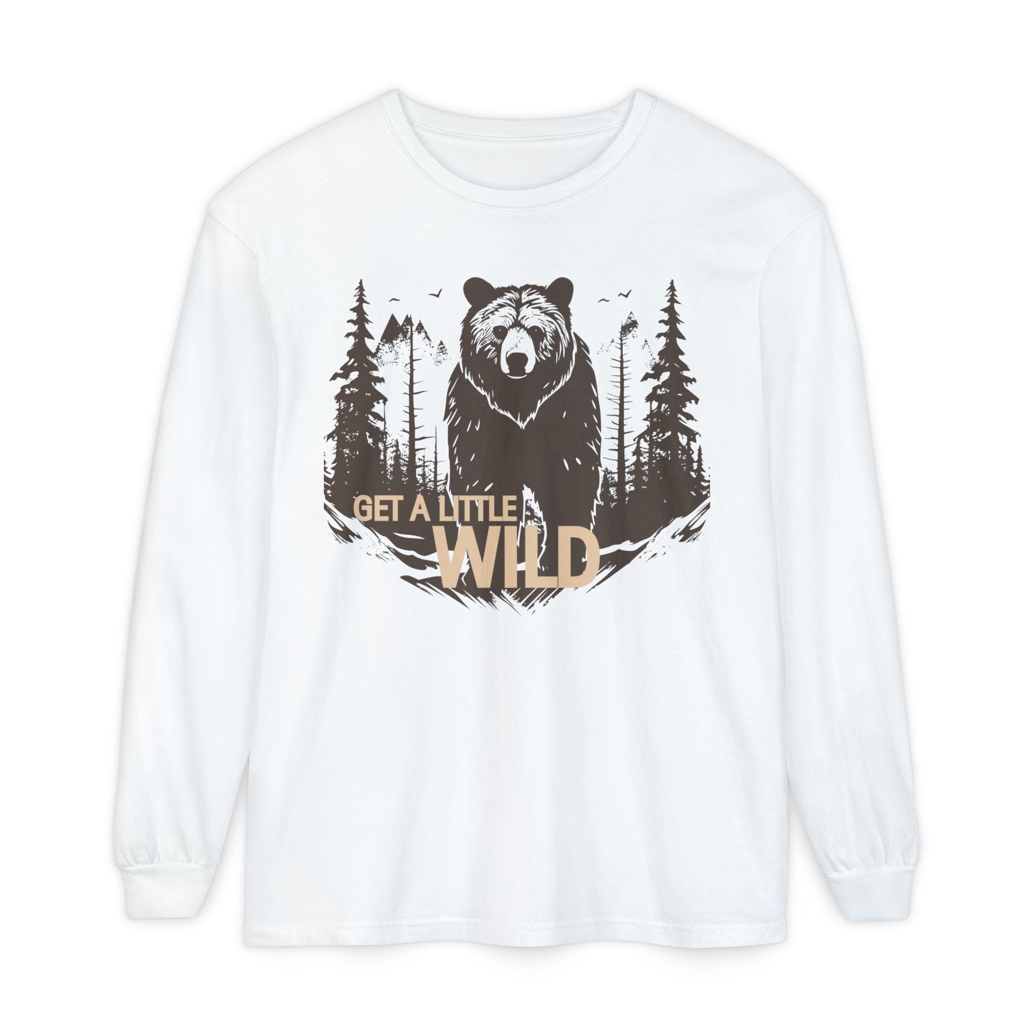 Get a Little Wild Bear Long Sleeve -Nature Graphic Tee | Soft Cotton Adventure Layer