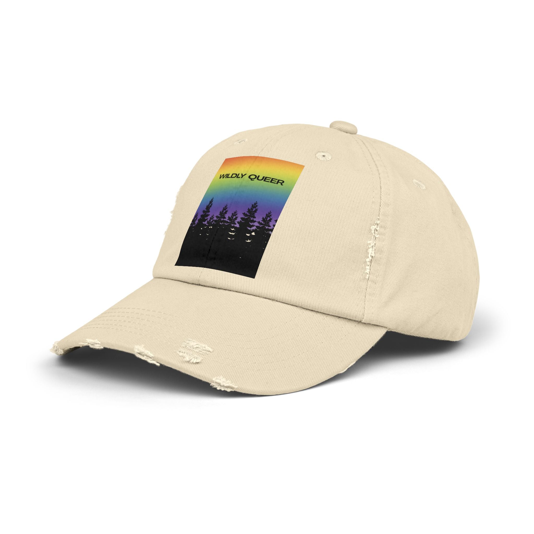 Wildly Queer Pride Hat | LGBTQ+ Baseball Cap | Rainbow Forest Queer Design | Distressed Dad Hat | Gay Pride Hat | Wild & Wander Apparel