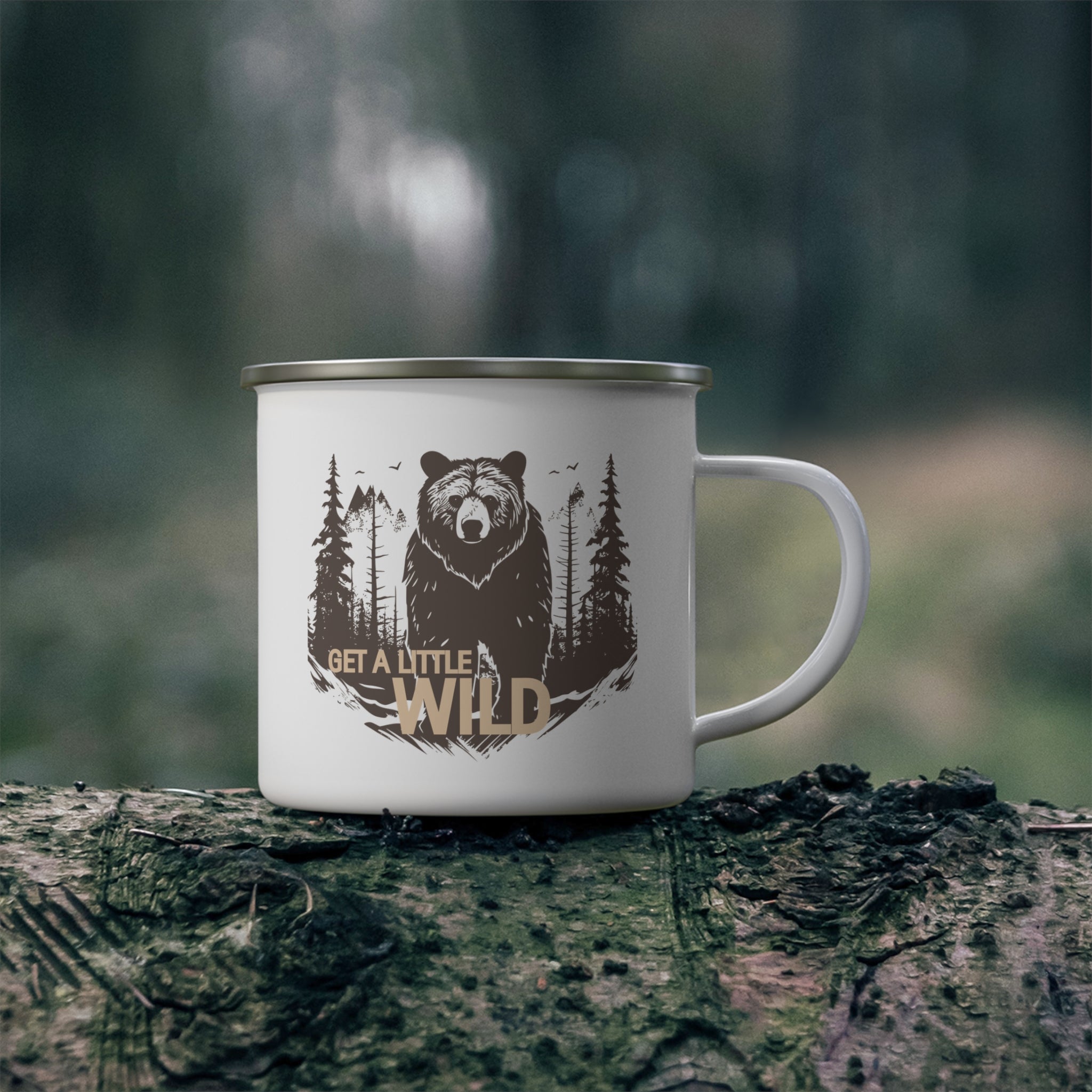 Get a Little Wild Camping Mug - Enamel Adventure Cup for Outdoor Coffee | Wild & Wander Mug