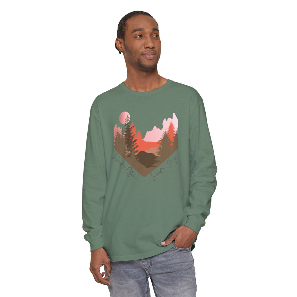 Wander Always Long Sleeve Shirt, Cozy Outdoor Graphic Tee, Wild & Wander