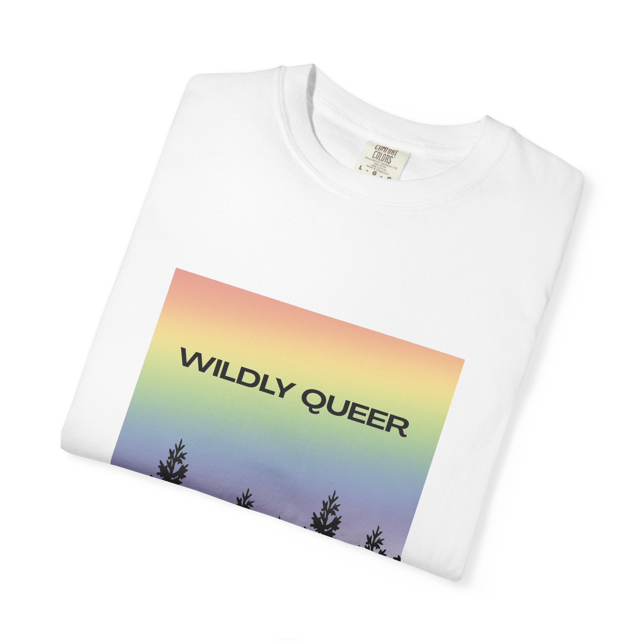 Wildly Queer Pride T-Shirt | Queer Forest Tee | Lesbian LGBTQ+ Shirt | Rainbow Tree Graphic | Gay Pride Apparel | Wild & Wander Merch