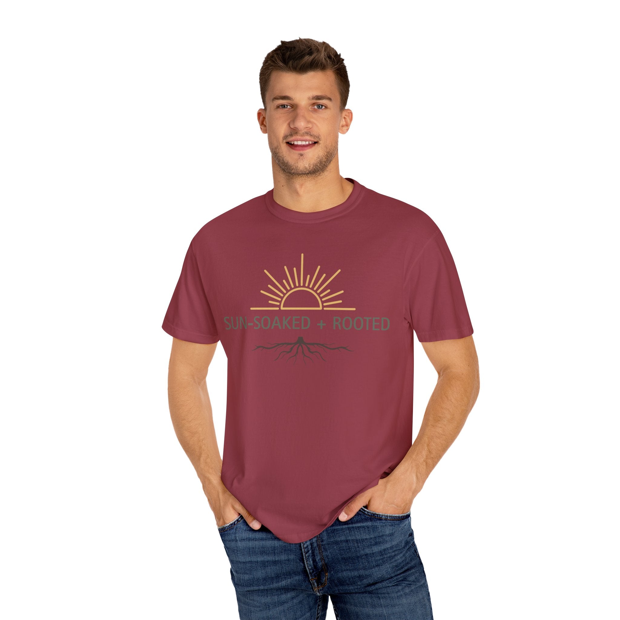Wild & Wander Sun-Soaked + Rooted Tee - Comfort Colors Boho T-Shirt for Soft Summer Days