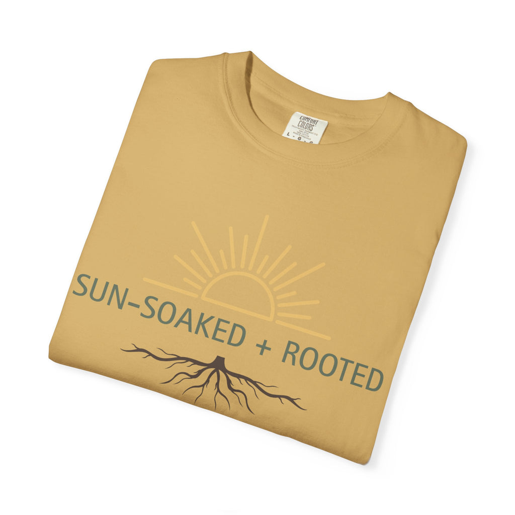 Wild & Wander Sun-Soaked + Rooted Tee - Comfort Colors Boho T-Shirt for Soft Summer Days