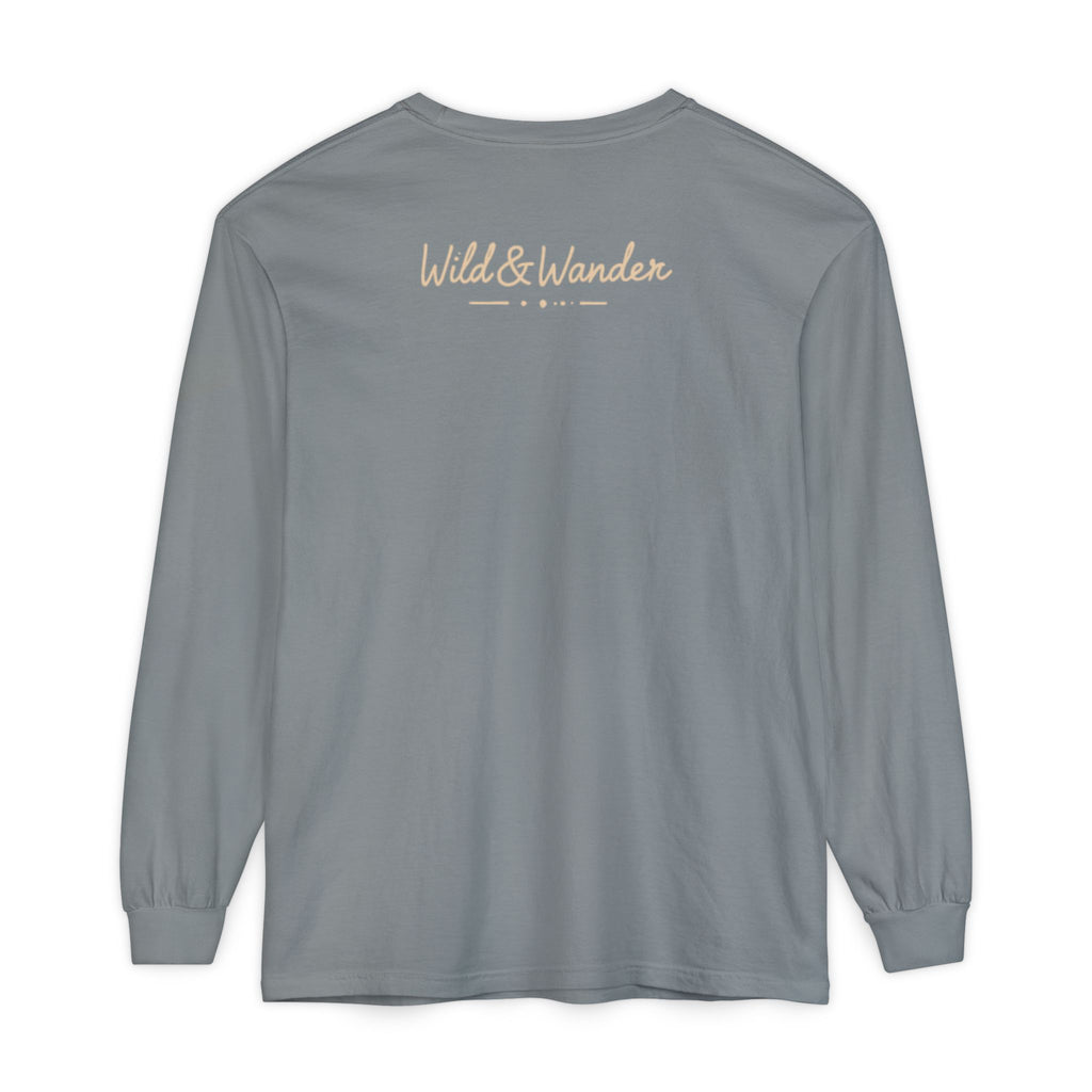 Wander Often Long Sleeve Shirt, Soft Nature Graphic Tee, Wild & Wander