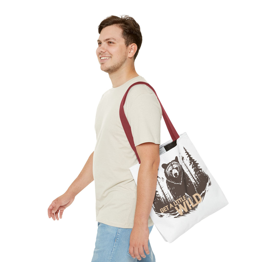 Get a Little Wild Tote Bag - Bear Forest Design | Durable Cotton Handle Market Bag