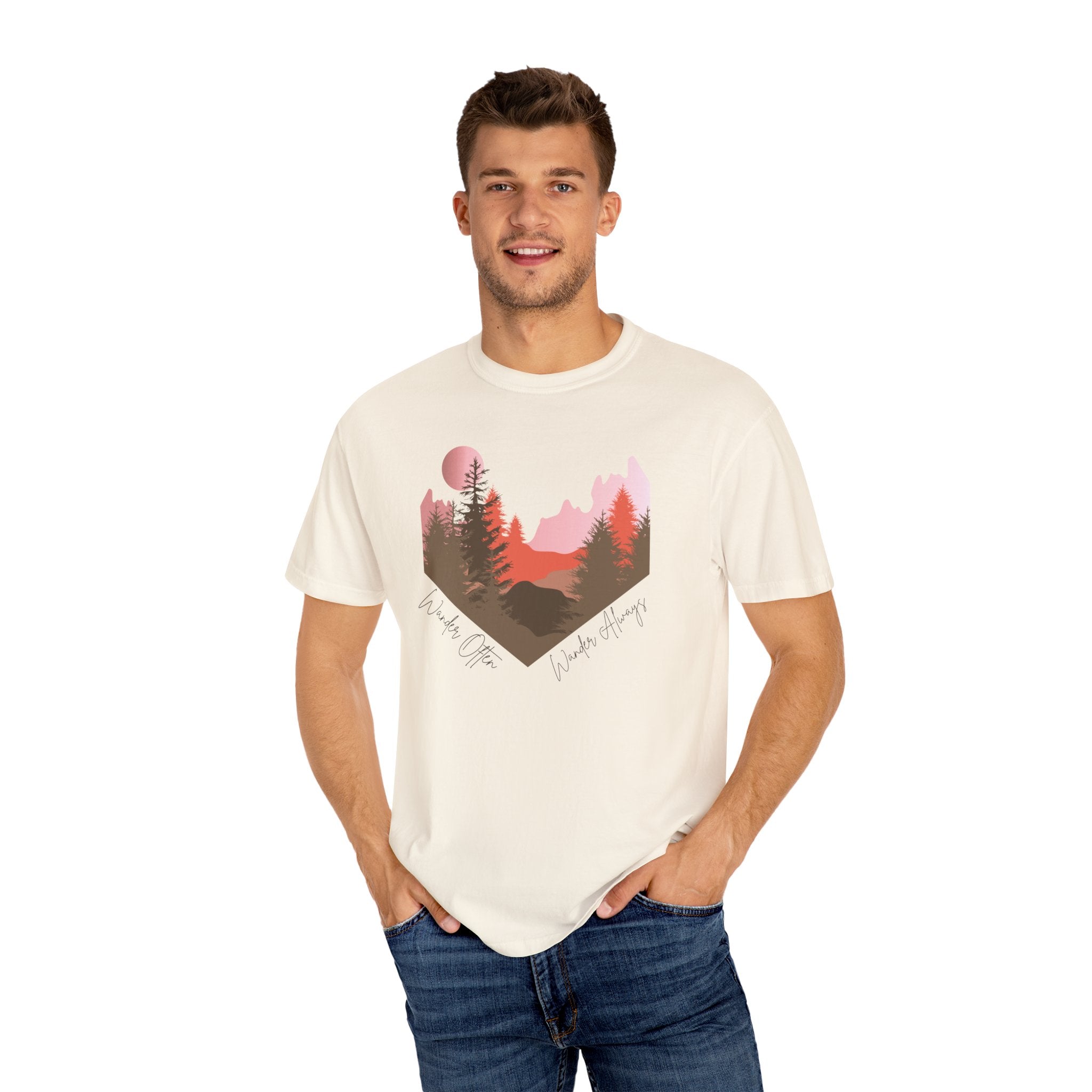Wander Always Sunset T-Shirt | Wild & Wander Adventure Tee | Comfort Colors Garment-Dyed Shirt
