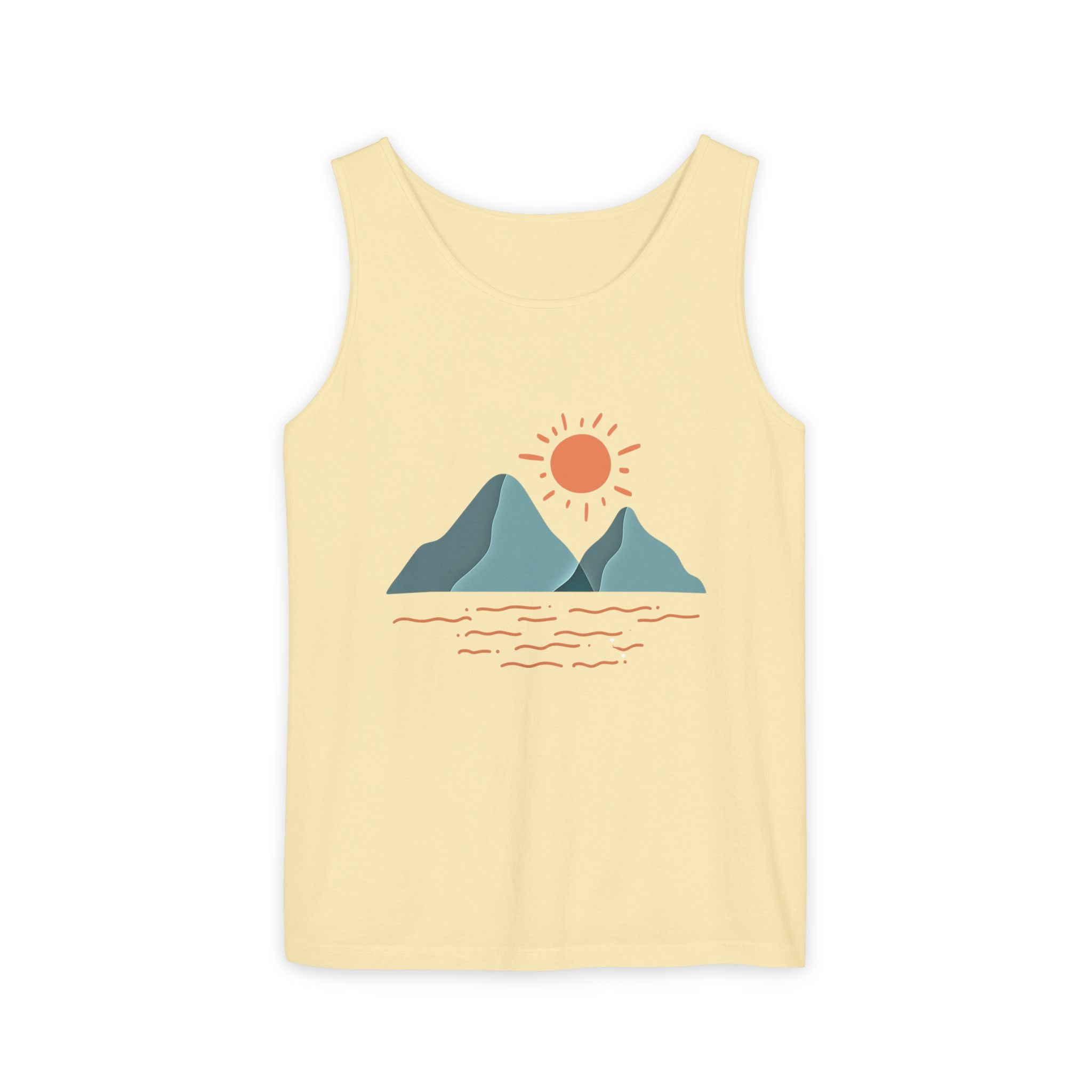 Mountain Sunrise Tank Top - Comfort Colors Garment-Dyed Unisex Muscle Tank | Soft Cotton Nature-Inspired Summer Shirt