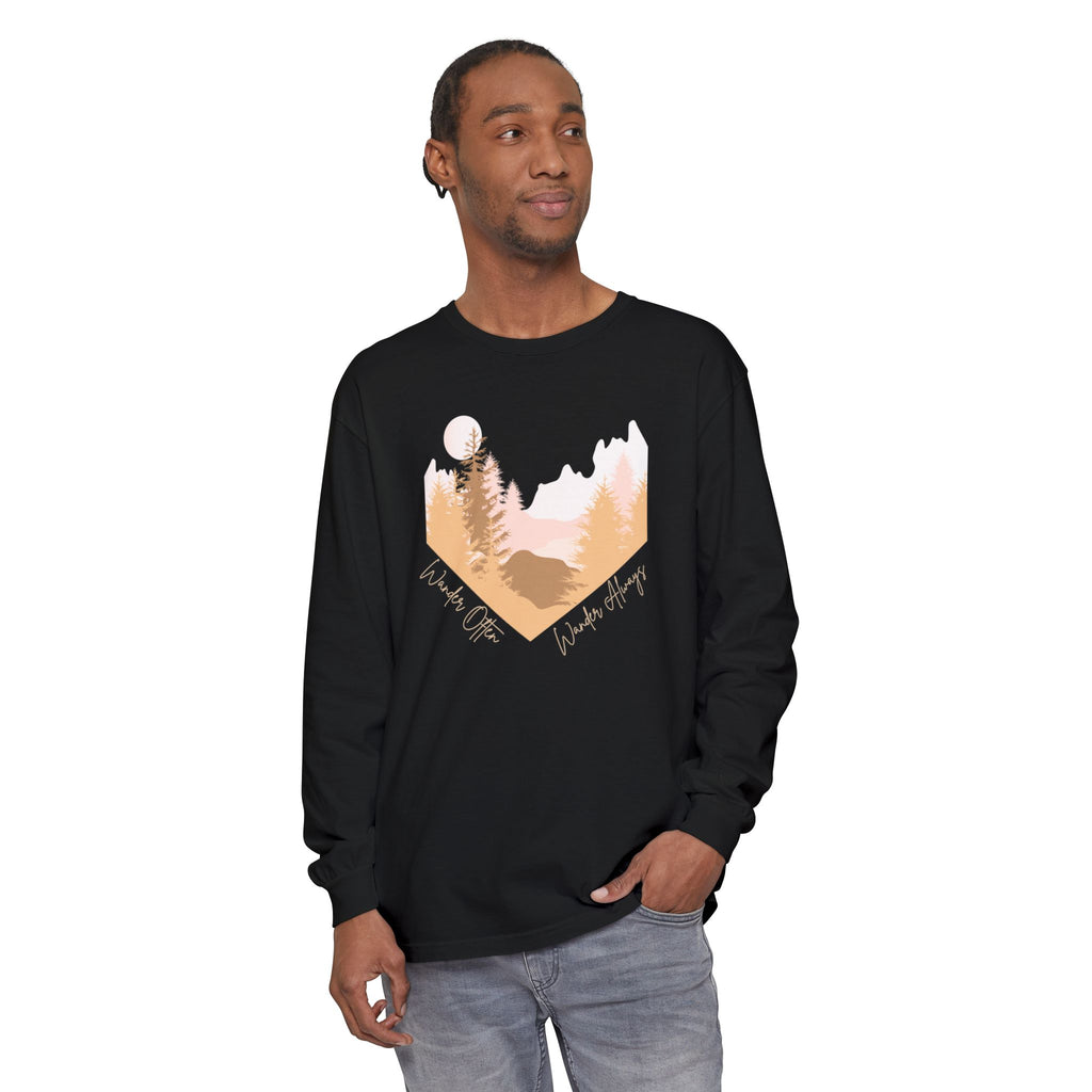 Wander Often Long Sleeve Shirt, Soft Nature Graphic Tee, Wild & Wander