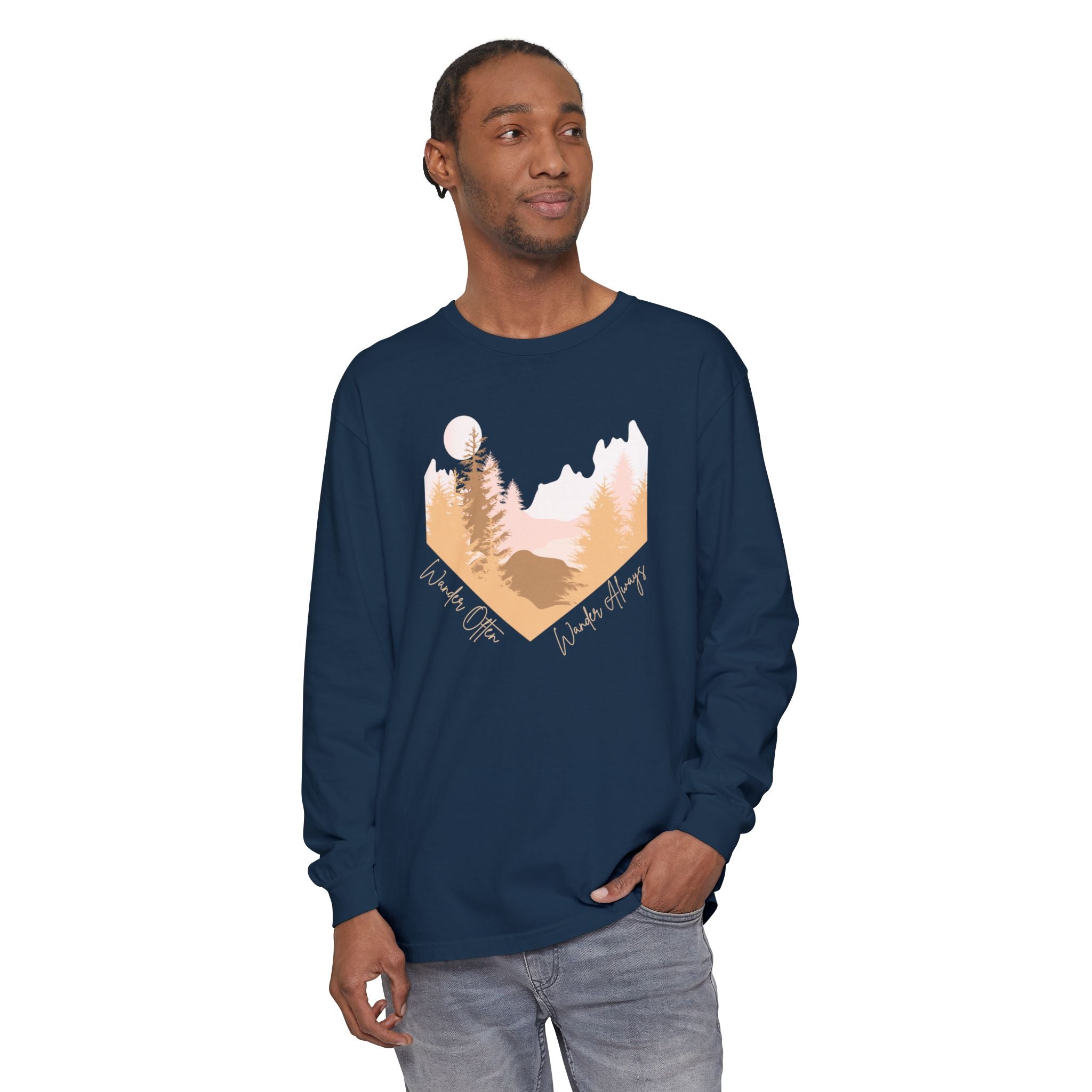 Wander Often Long Sleeve Shirt, Soft Nature Graphic Tee, Wild & Wander