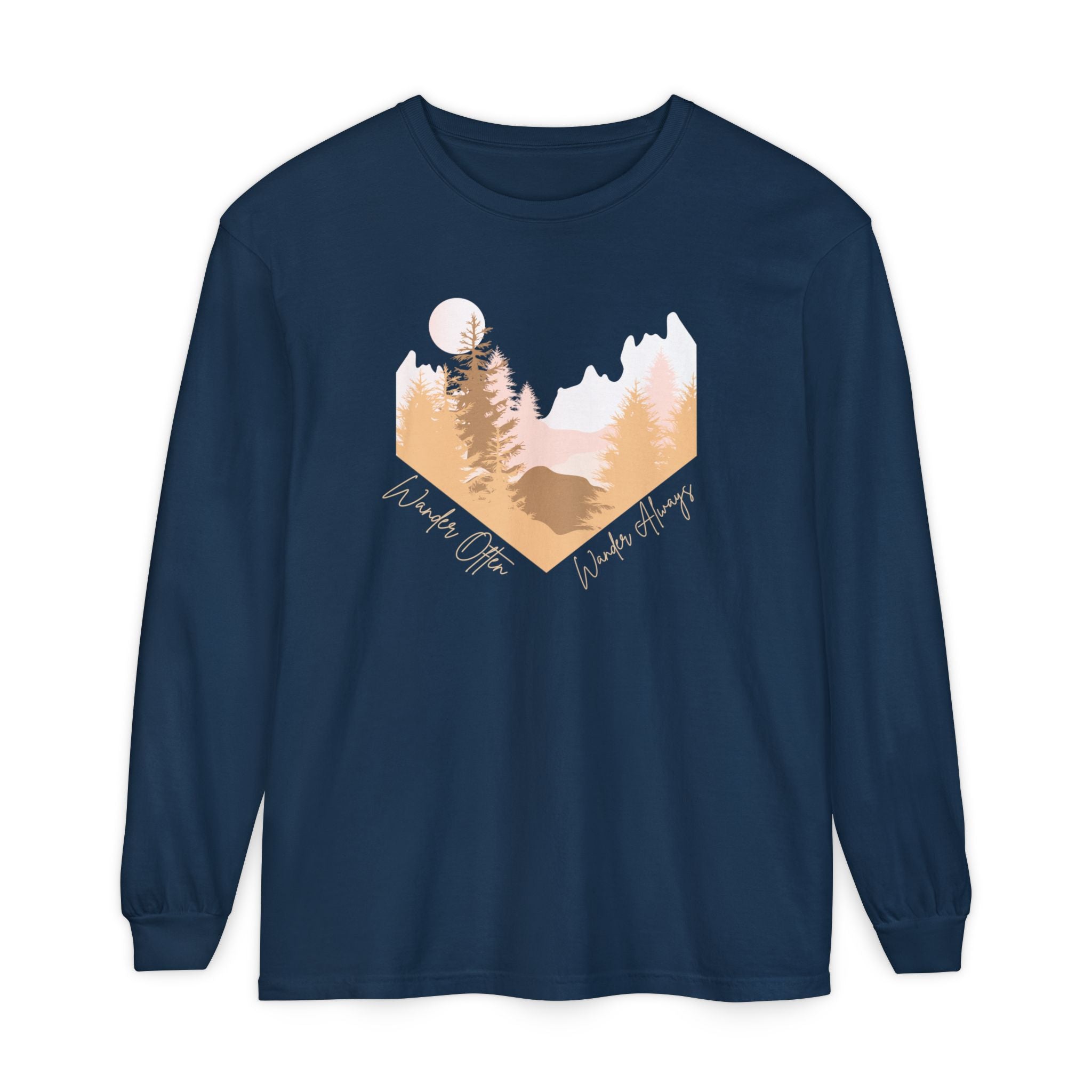 Wander Often Long Sleeve Shirt, Soft Nature Graphic Tee, Wild & Wander