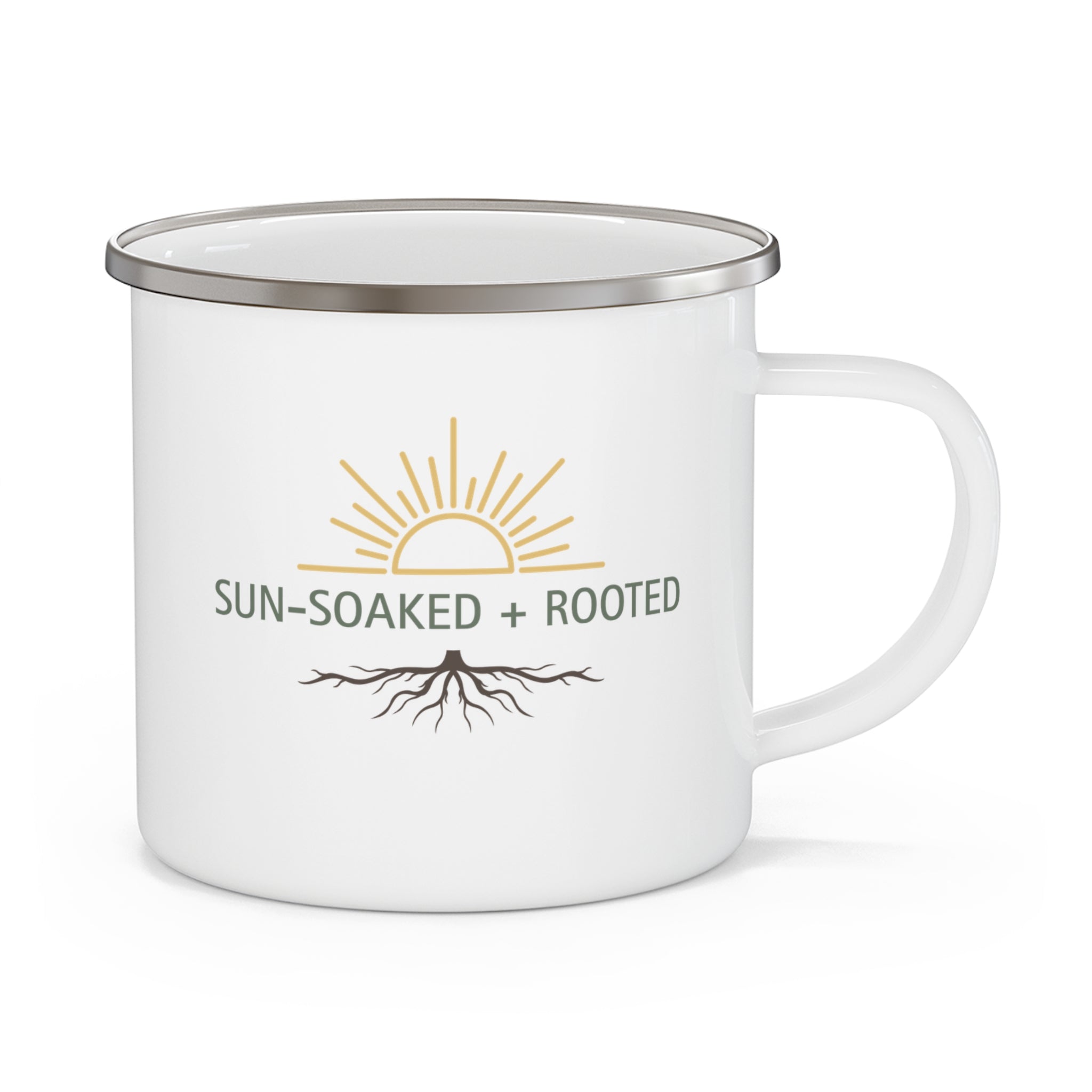 Wild & Wander Sun-Soaked + Rooted Camping Mug - Boho Enamel Adventure Cup