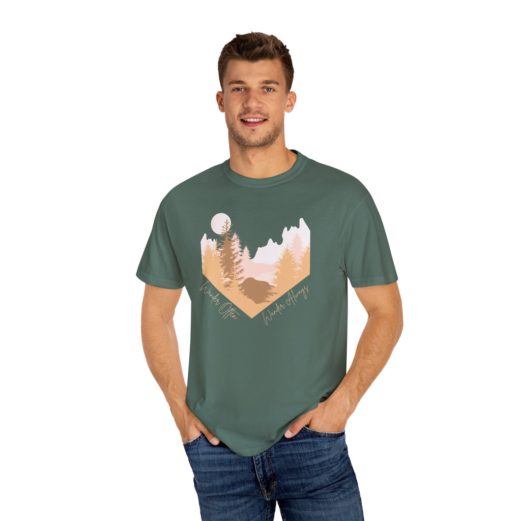 Wander Often Soft Sunrise T-Shirt | Wild & Wander Adventure Tee | Comfort Colors Garment-Dyed Shirt