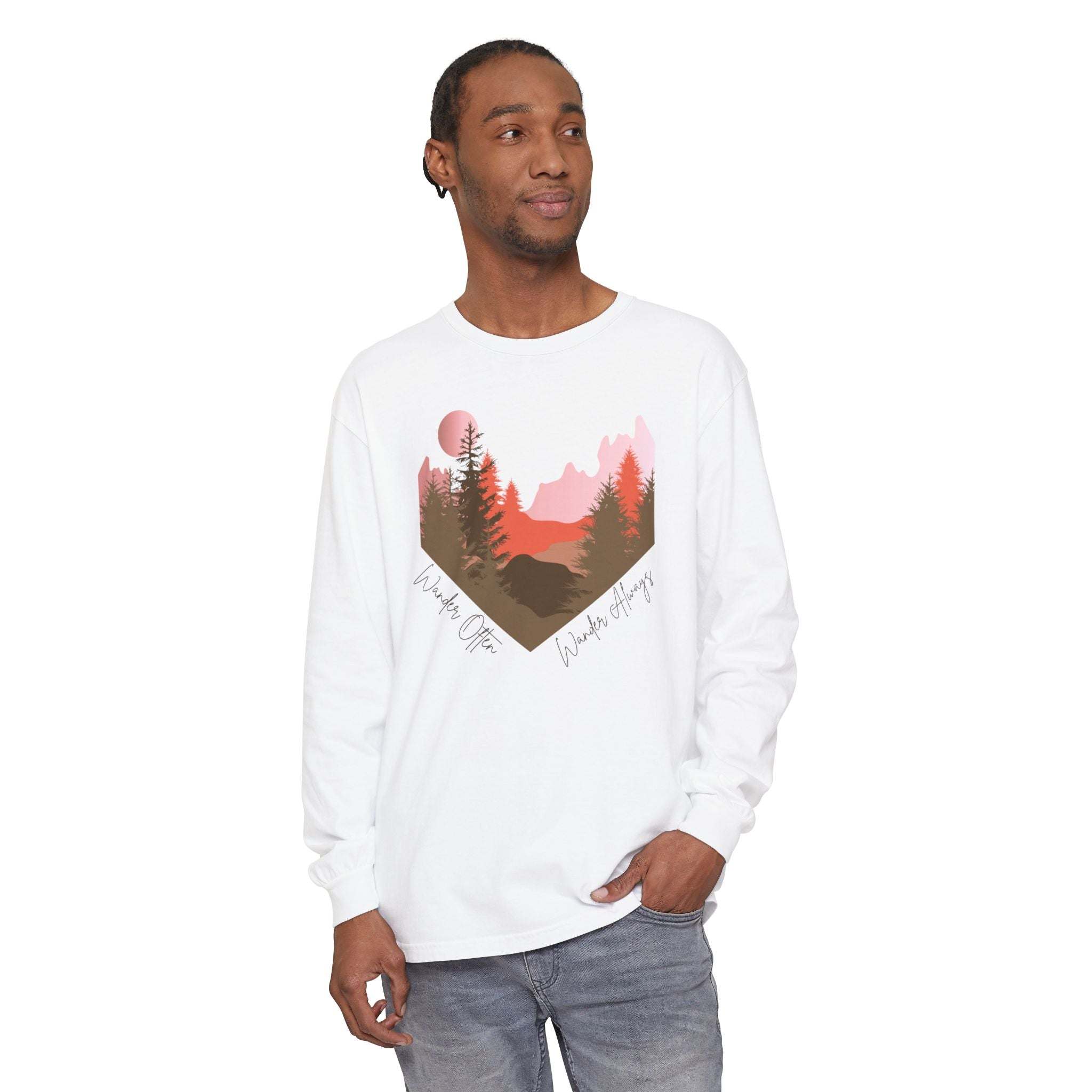 Wander Always Long Sleeve Shirt, Cozy Outdoor Graphic Tee, Wild & Wander