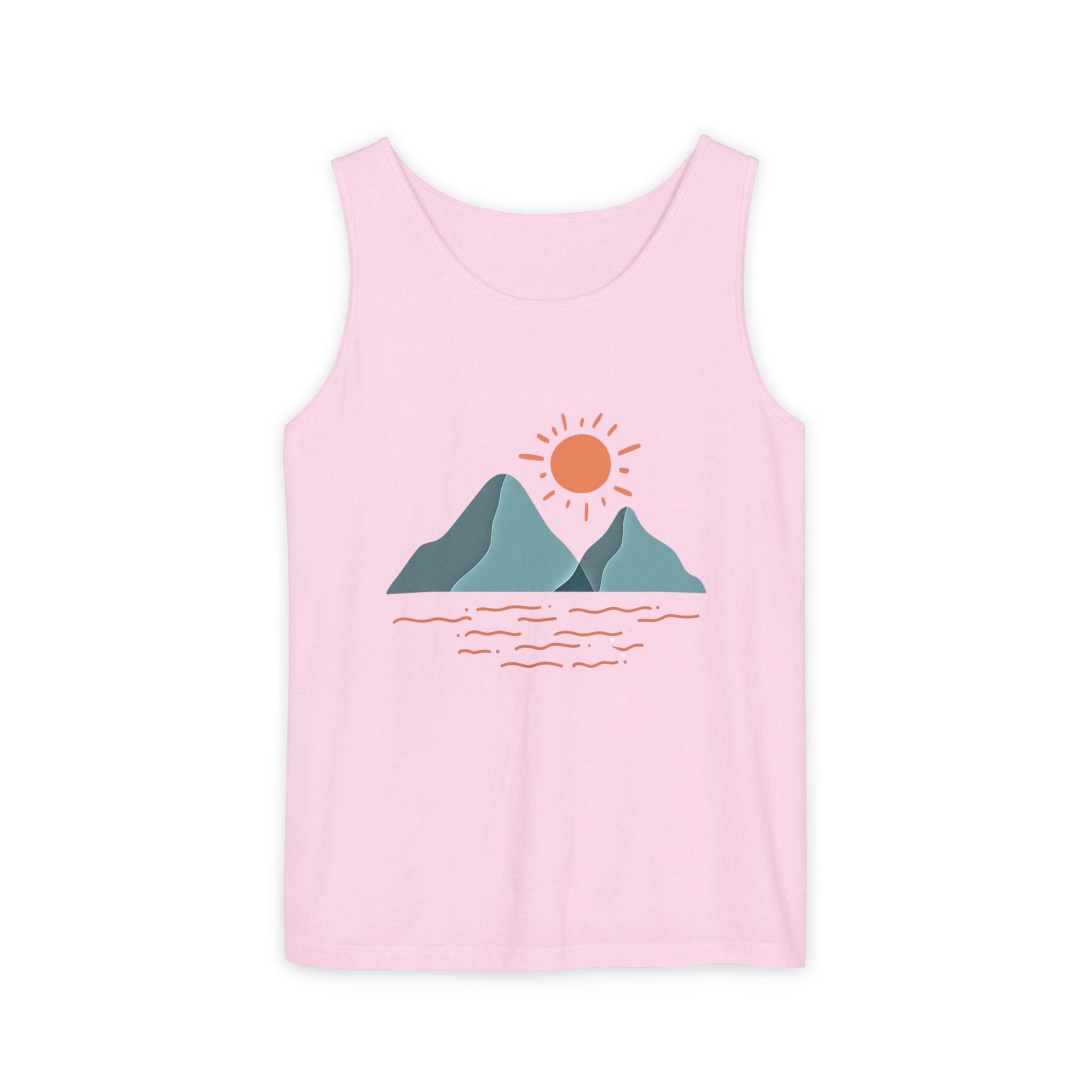 Mountain Sunrise Tank Top - Comfort Colors Garment-Dyed Unisex Muscle Tank | Soft Cotton Nature-Inspired Summer Shirt