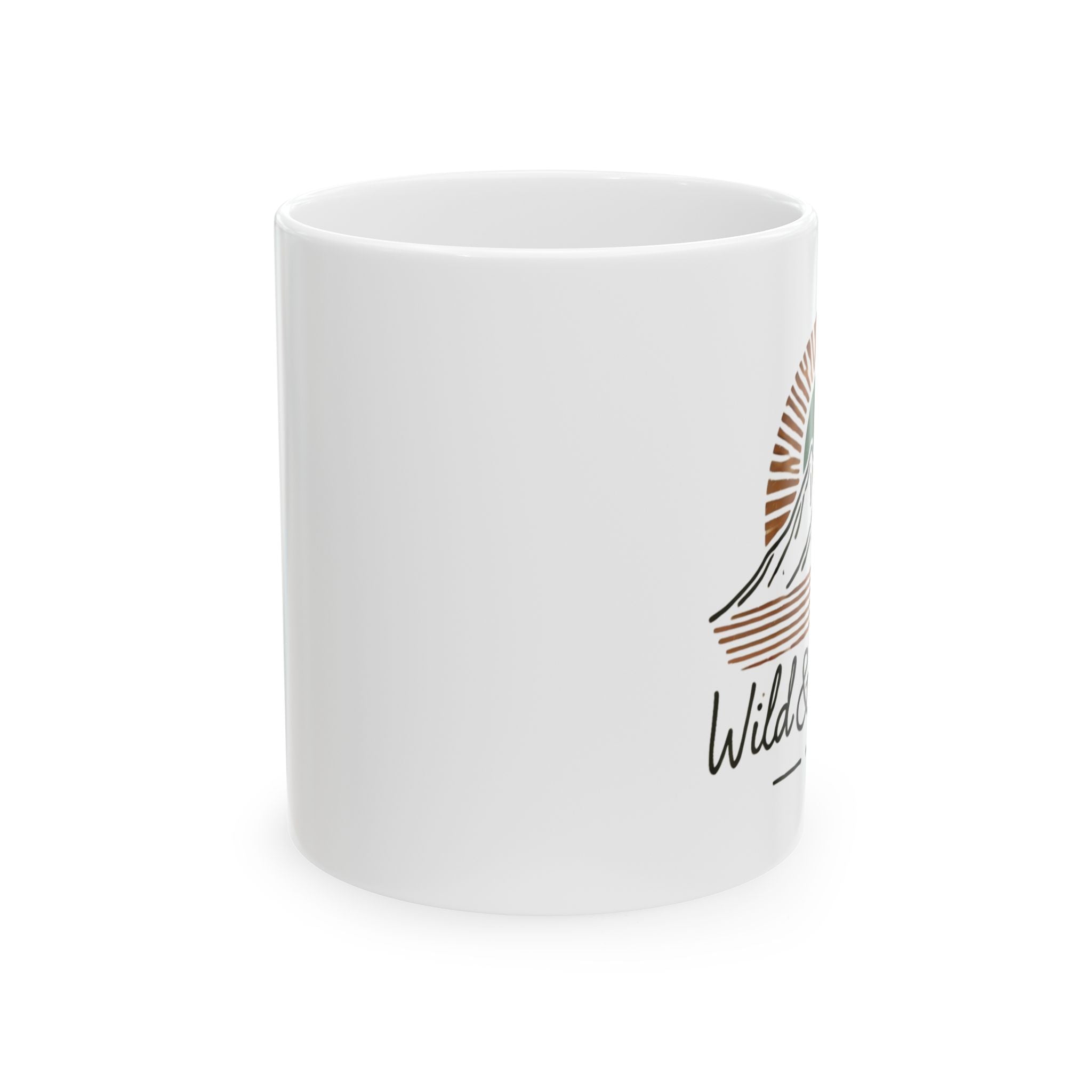 Wild & Wander Logo Mug - Mountain Sunrise Adventure Cup