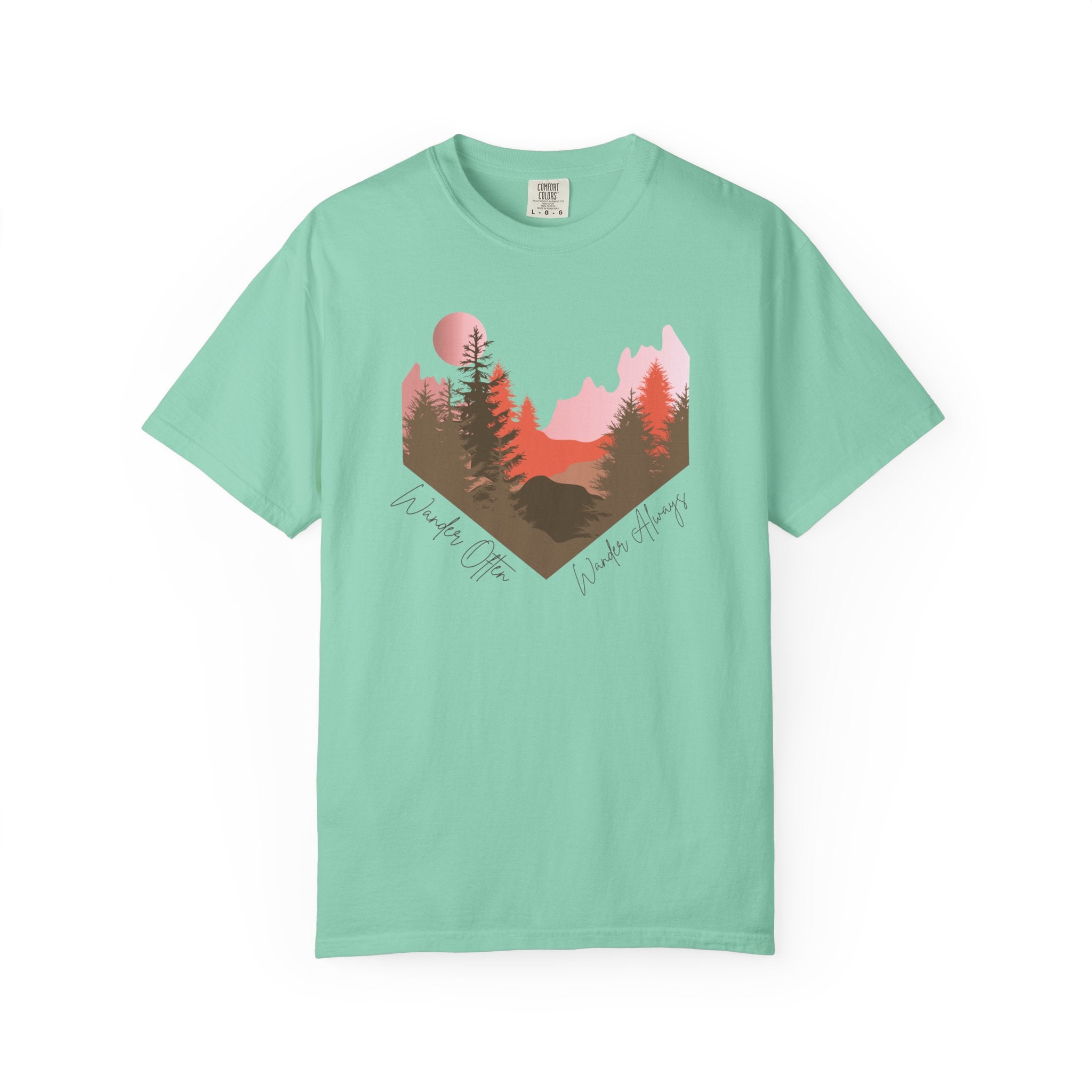 Wander Always Sunset T-Shirt | Wild & Wander Adventure Tee | Comfort Colors Garment-Dyed Shirt