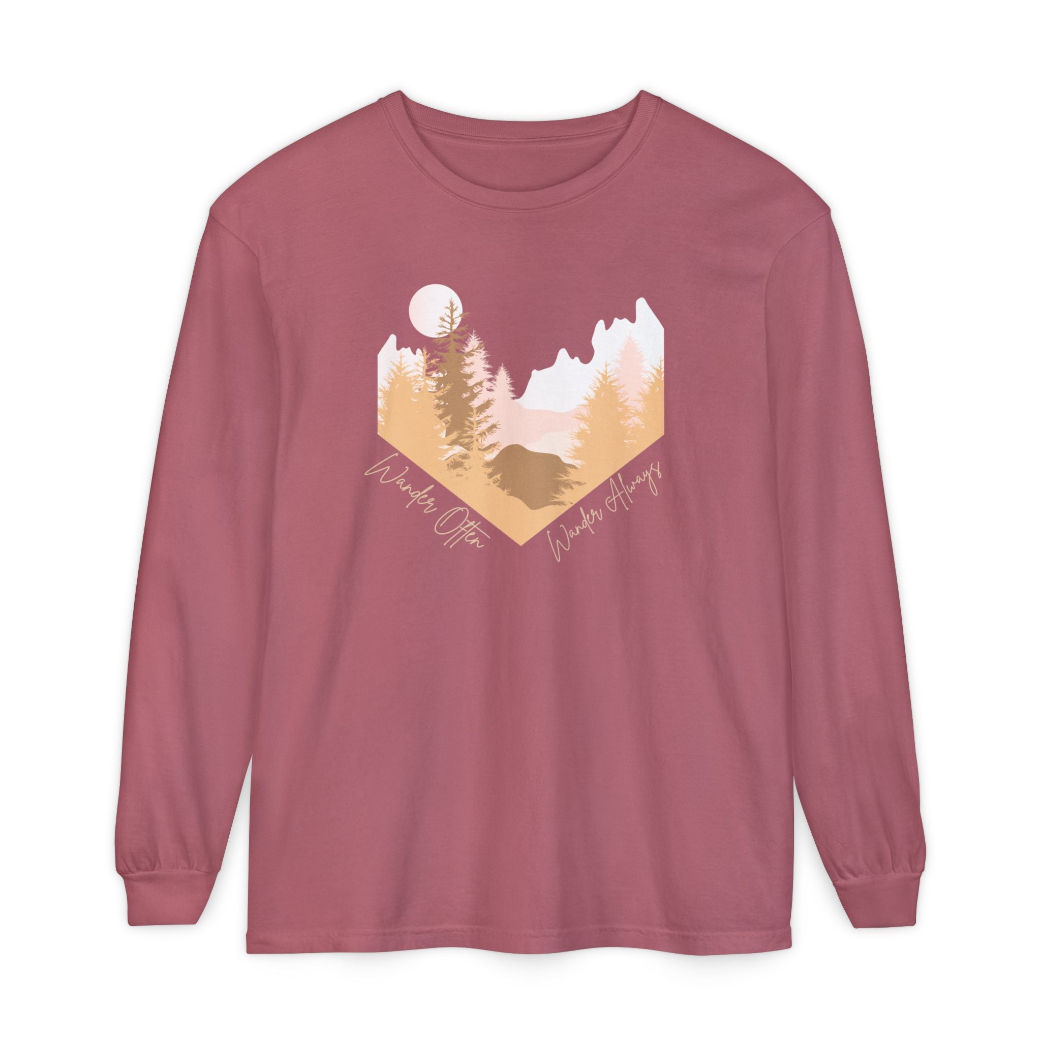 Wander Often Long Sleeve Shirt, Soft Nature Graphic Tee, Wild & Wander