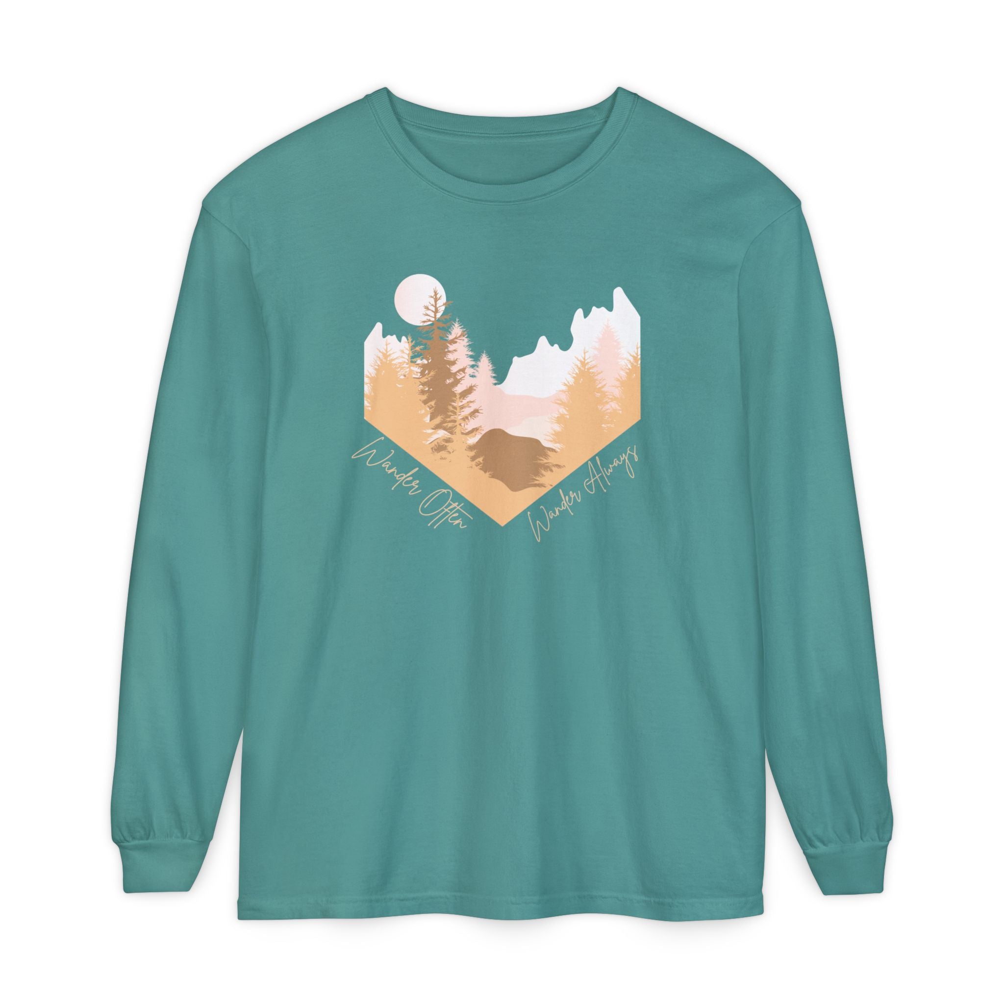 Wander Often Long Sleeve Shirt, Soft Nature Graphic Tee, Wild & Wander