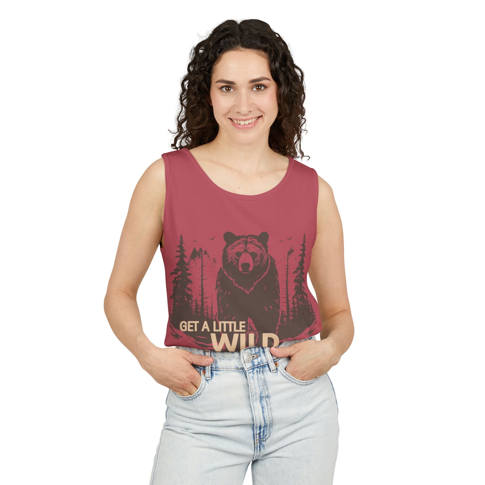 Get a Little Wild Bear Tank Top - Nature Graphic | Soft Garment-Dyed Unisex Fit