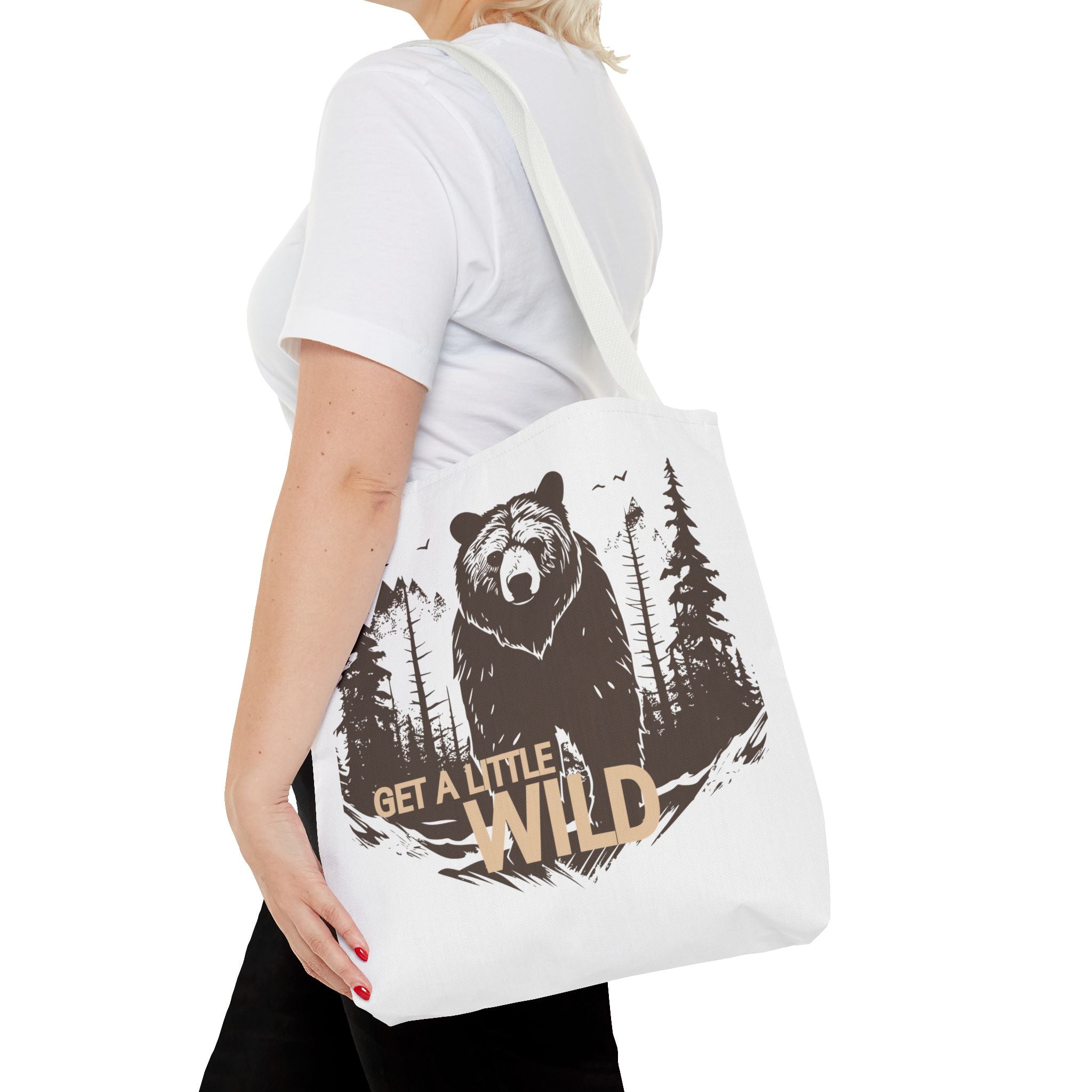 Get a Little Wild Tote Bag - Bear Forest Design | Durable Cotton Handle Market Bag