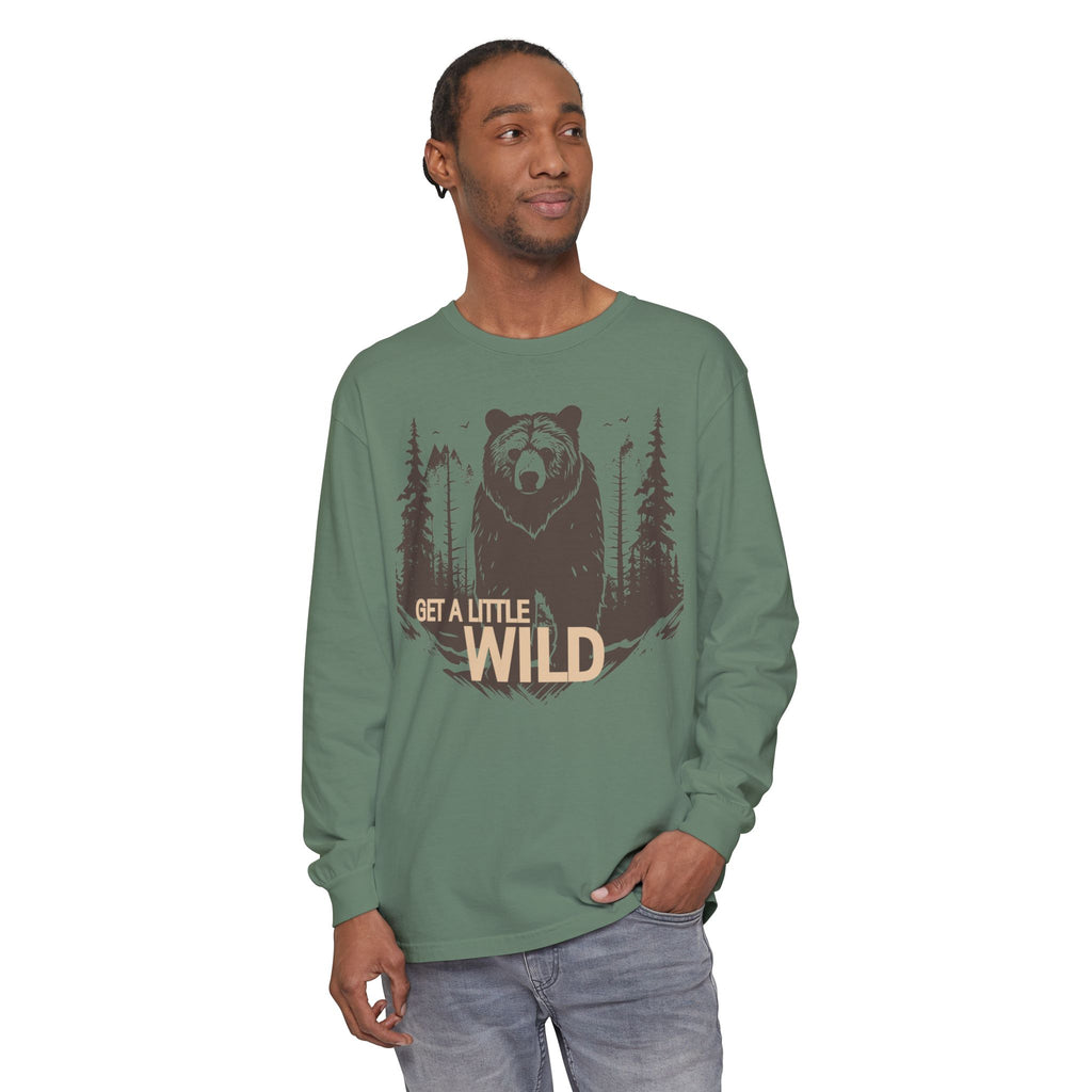 Get a Little Wild Bear Long Sleeve -Nature Graphic Tee | Soft Cotton Adventure Layer