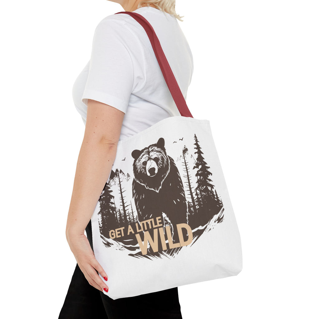 Get a Little Wild Tote Bag - Bear Forest Design | Durable Cotton Handle Market Bag
