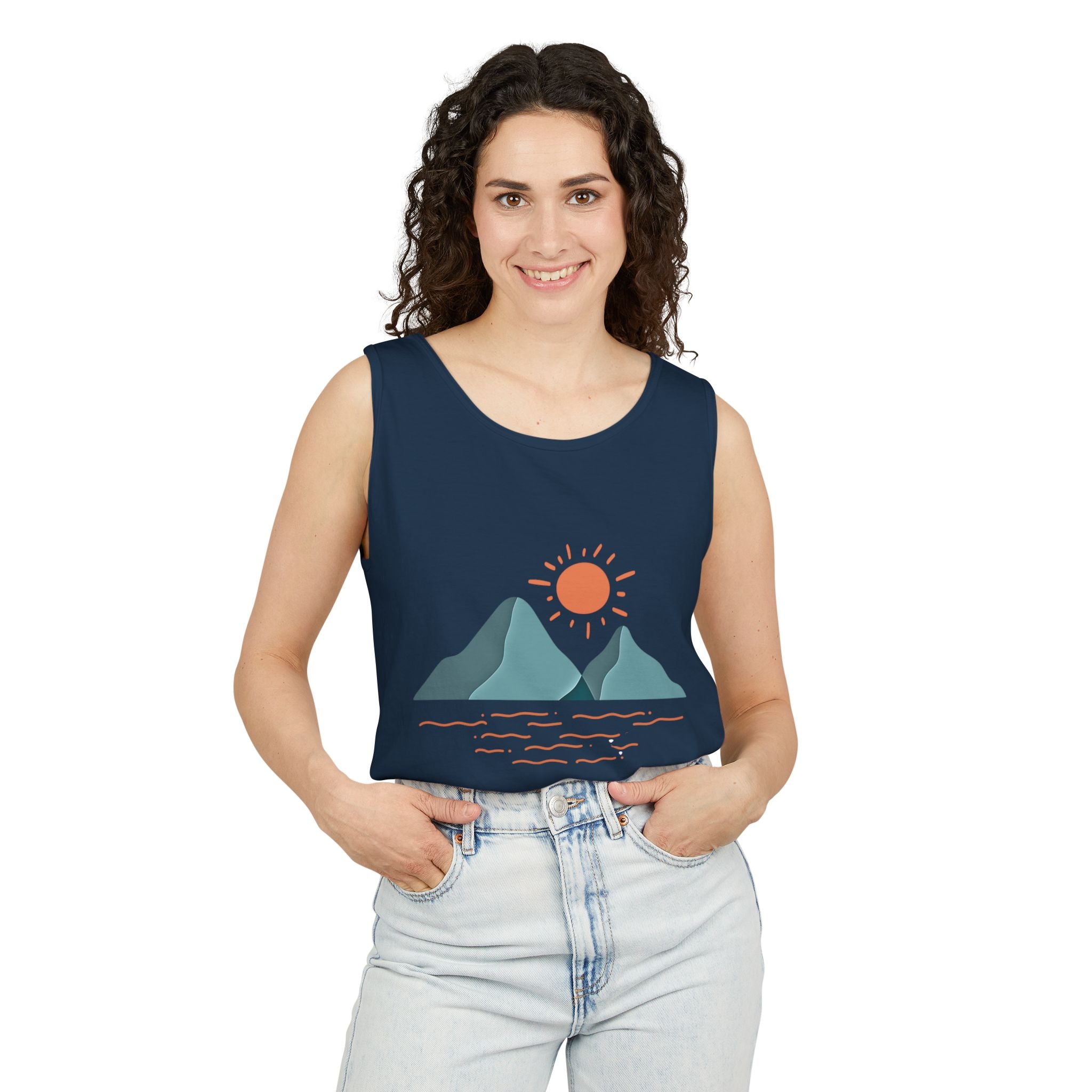 Mountain Sunrise Tank Top - Comfort Colors Garment-Dyed Unisex Muscle Tank | Soft Cotton Nature-Inspired Summer Shirt